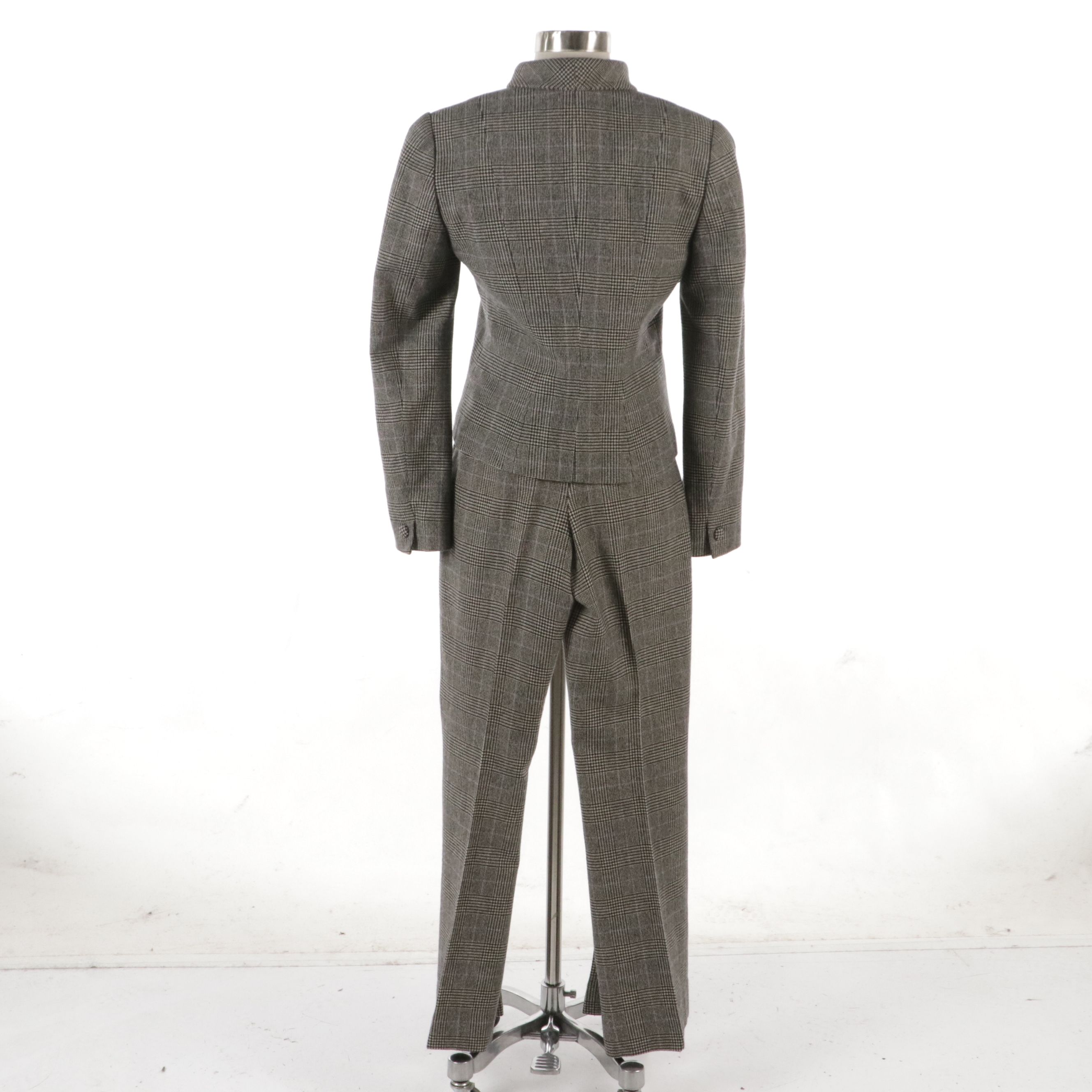 Ralph Lauren Collection Houndstooth Plaid Wool Flared Leg Suit
