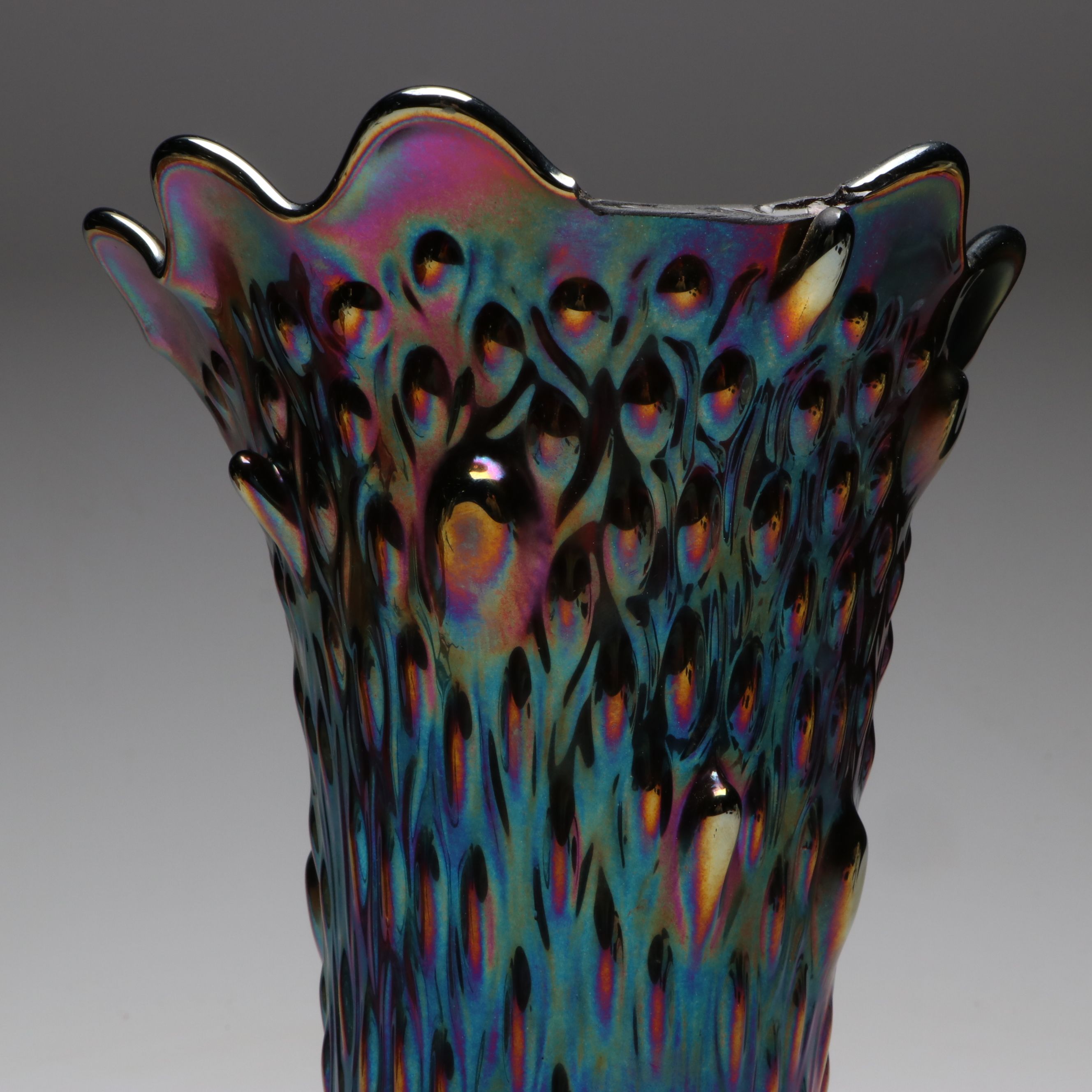 Northwood "Tree Trunk" Carnival Glass Vase, Early 20th Century