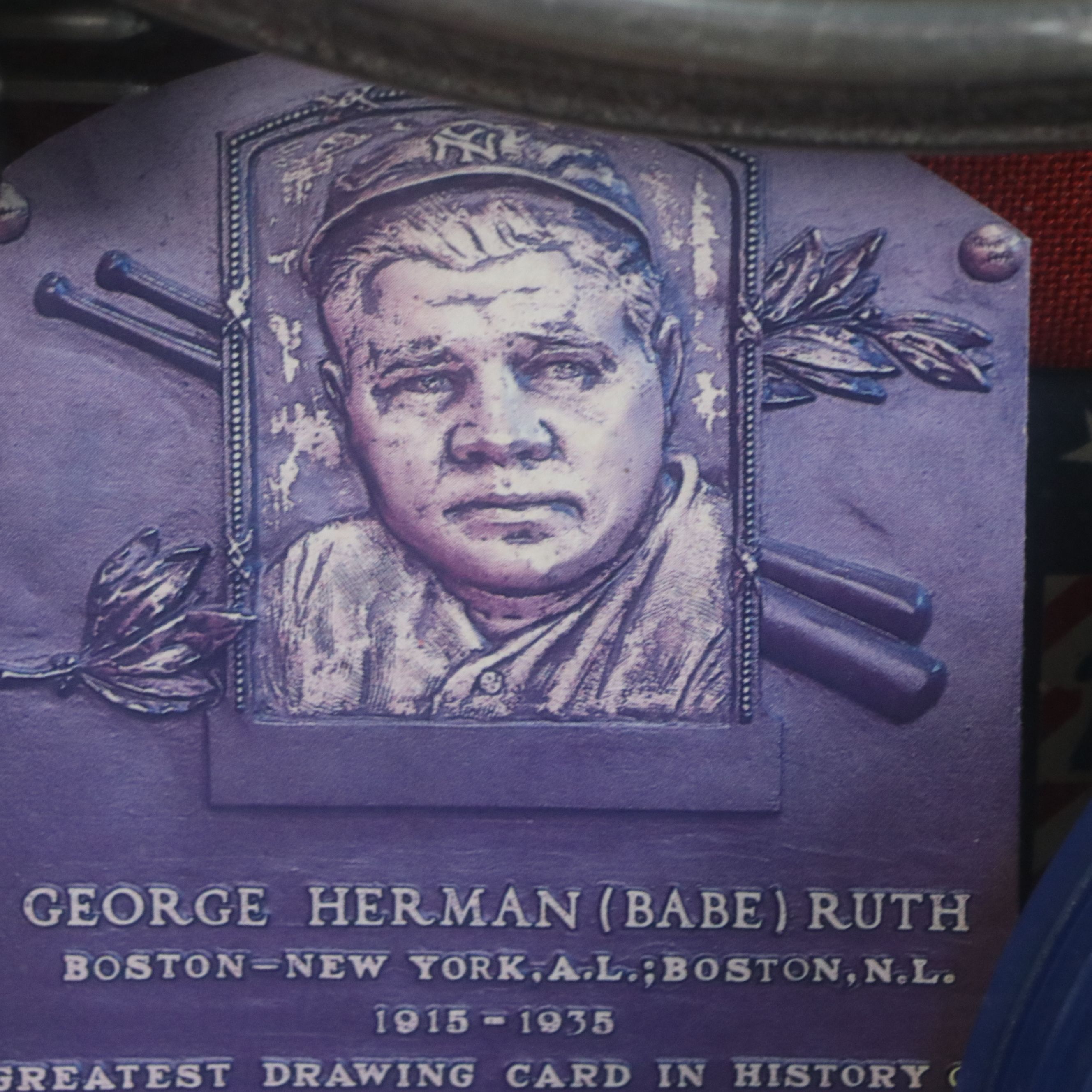 Babe Ruth Memorabilia Assemblage in Shadowbox Including Photographs, 20th C.