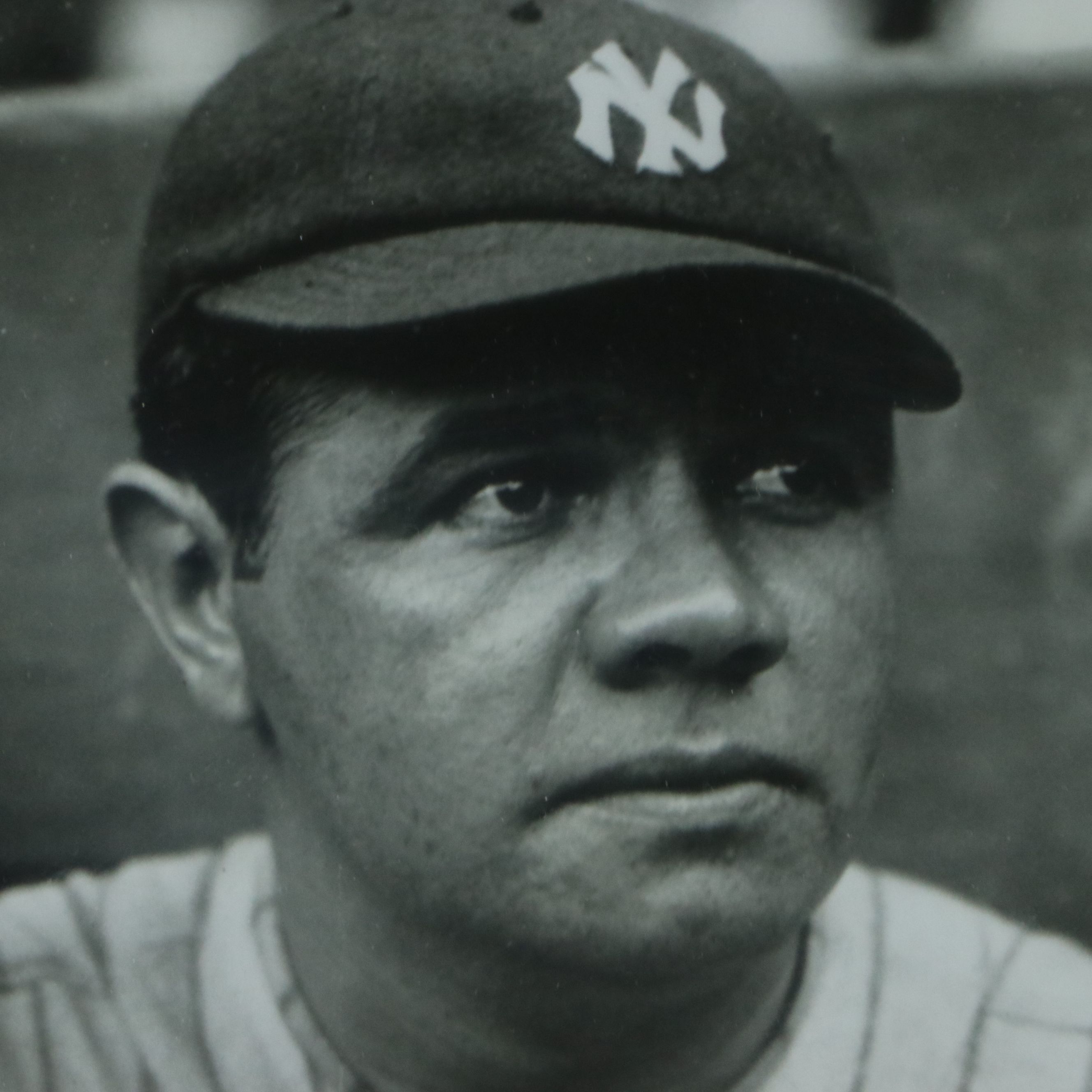 Babe Ruth Memorabilia Assemblage in Shadowbox Including Photographs, 20th C.