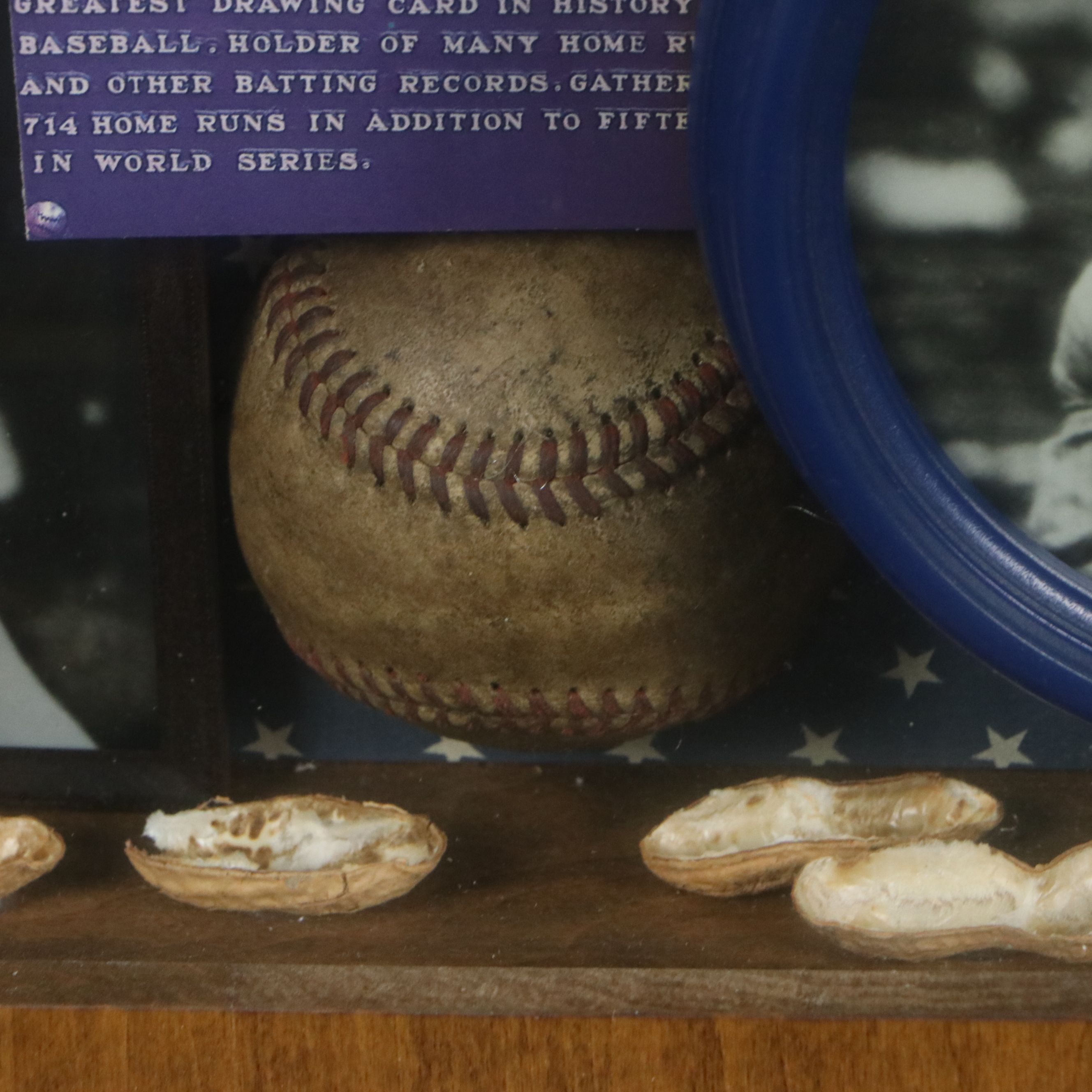 Babe Ruth Memorabilia Assemblage in Shadowbox Including Photographs, 20th C.