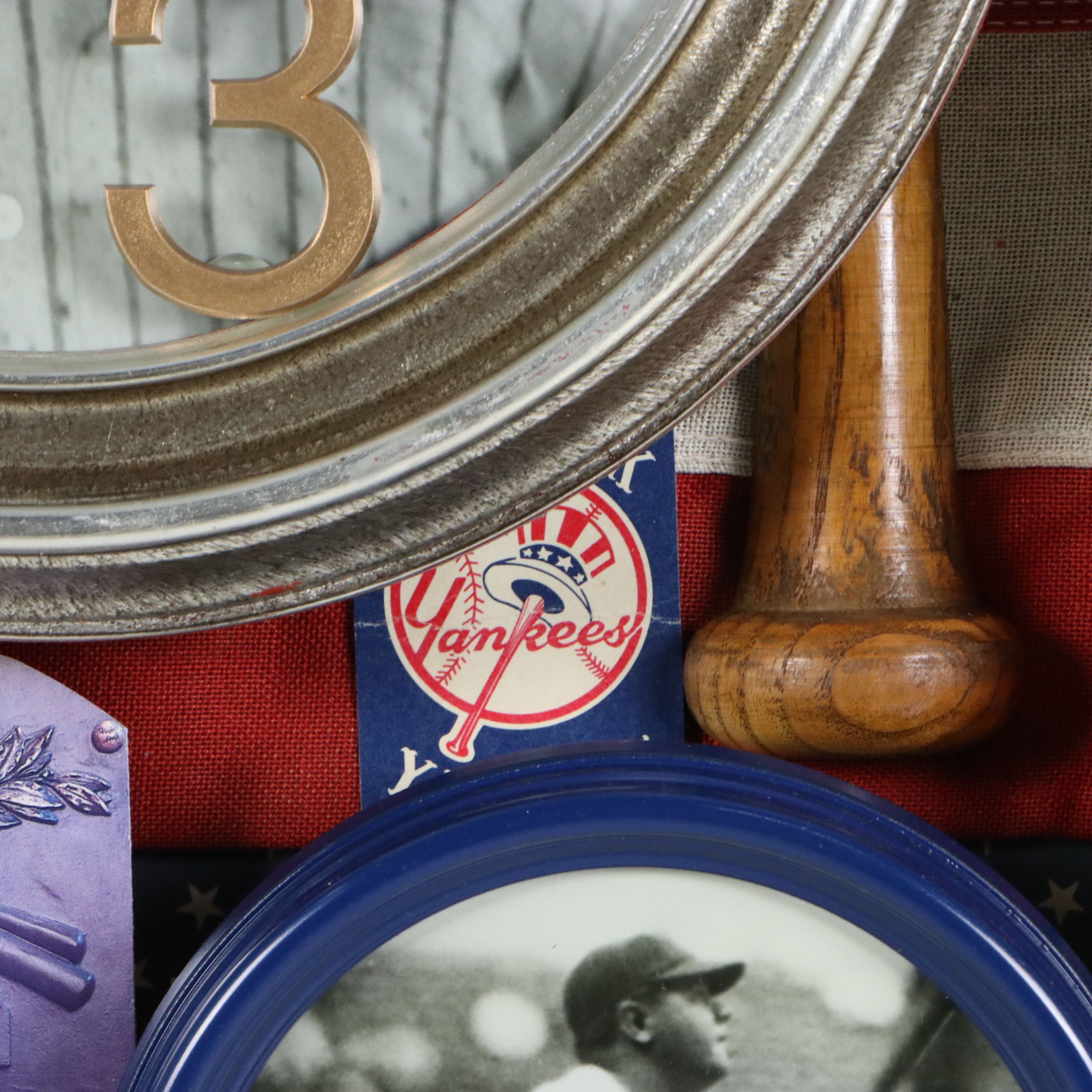 Babe Ruth Memorabilia Assemblage in Shadowbox Including Photographs, 20th C.
