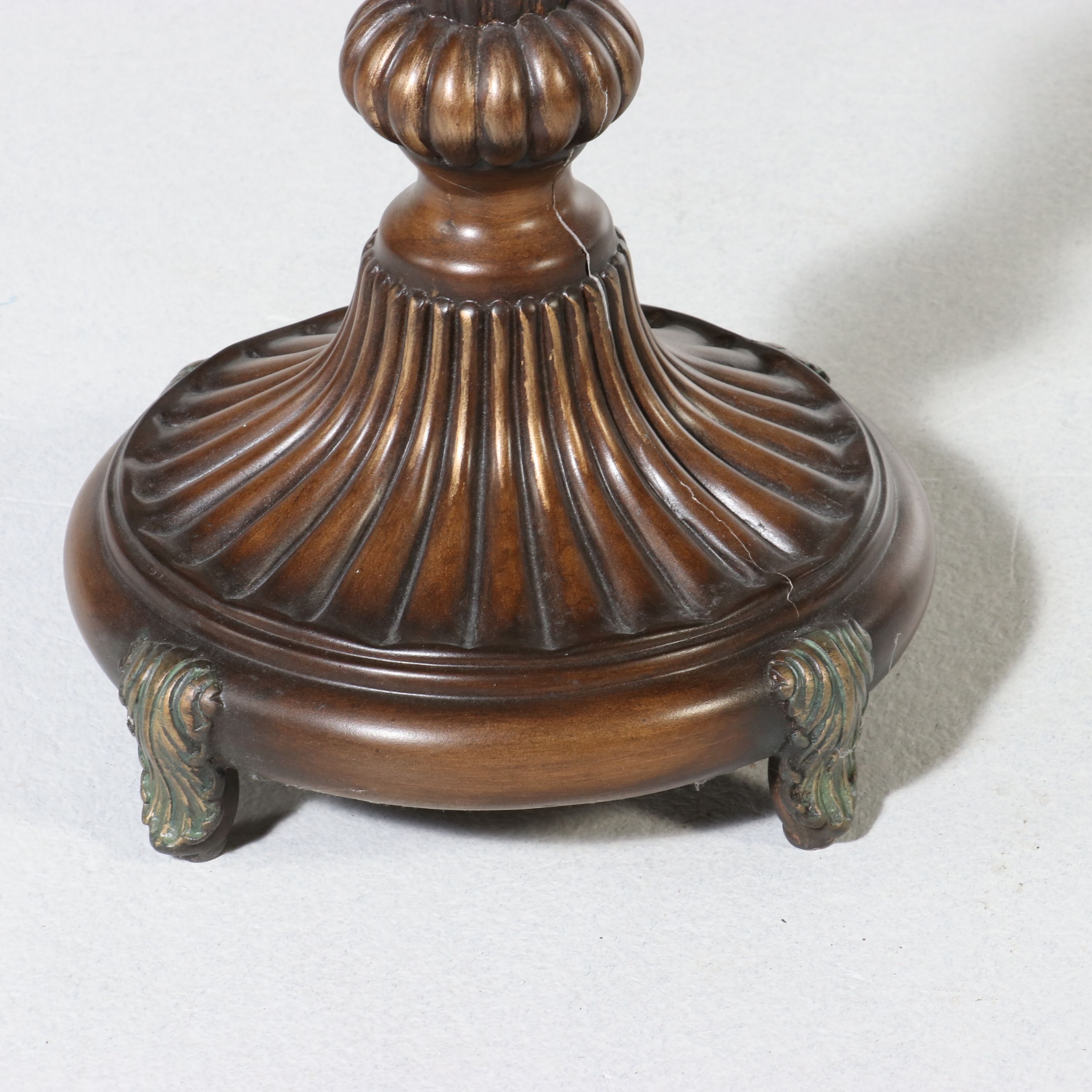 Pulaski Furniture Neoclassical Style Embossed Metal Top Pedestal Table