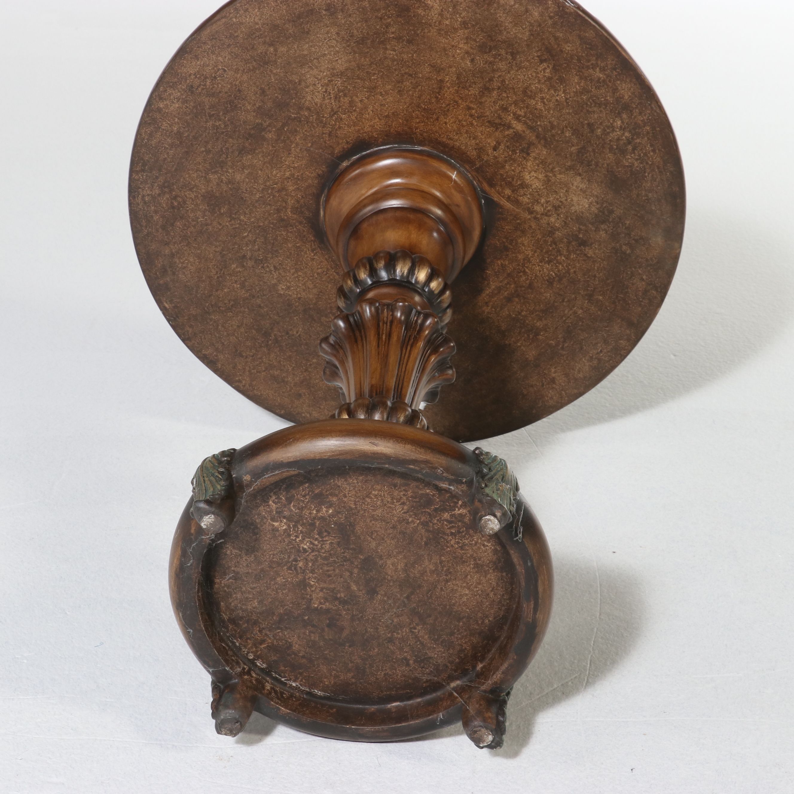 Pulaski Furniture Neoclassical Style Embossed Metal Top Pedestal Table