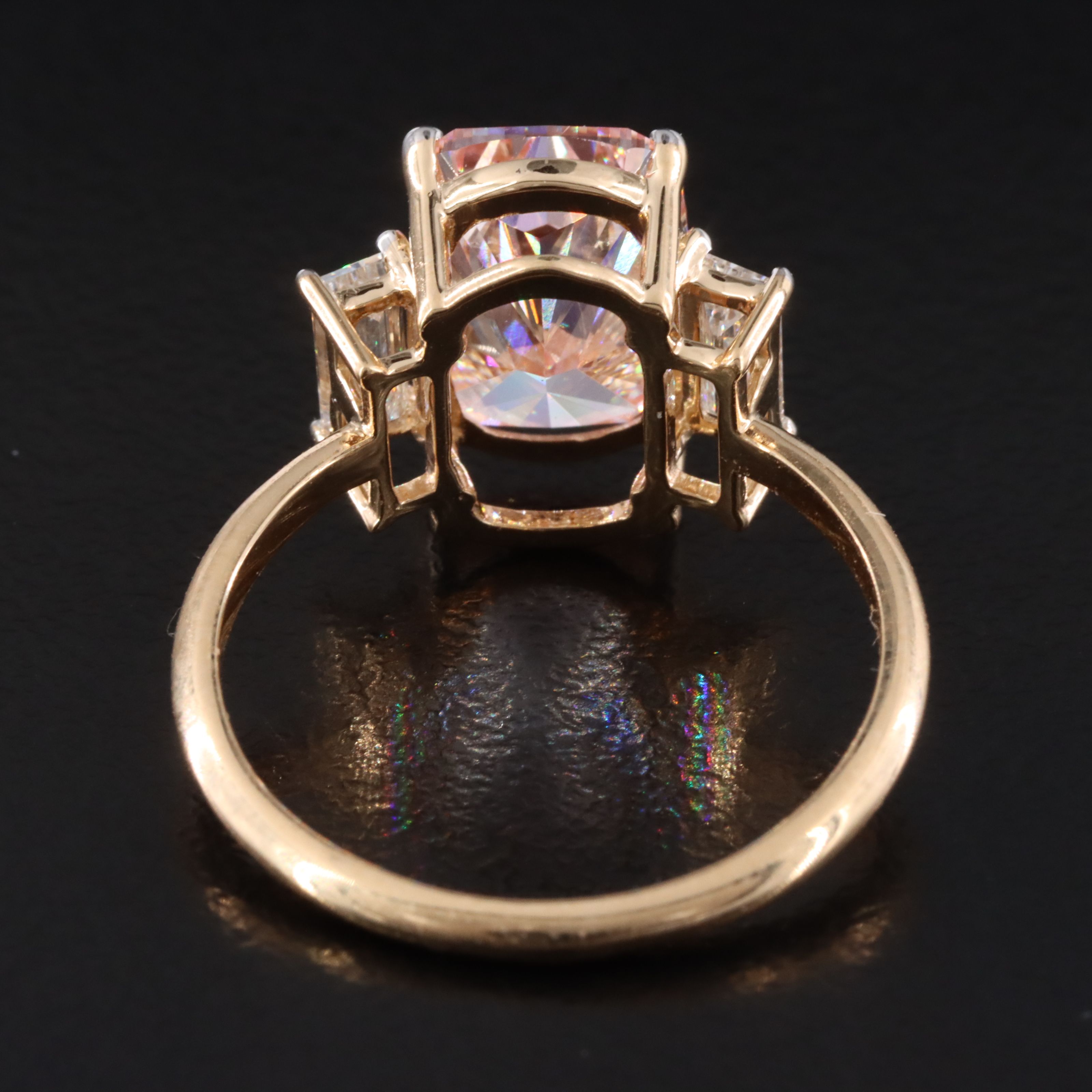 18K 4.07 CTW Lab Grown Diamond Ring with Fancy Vivid Pink Center and IGI Report