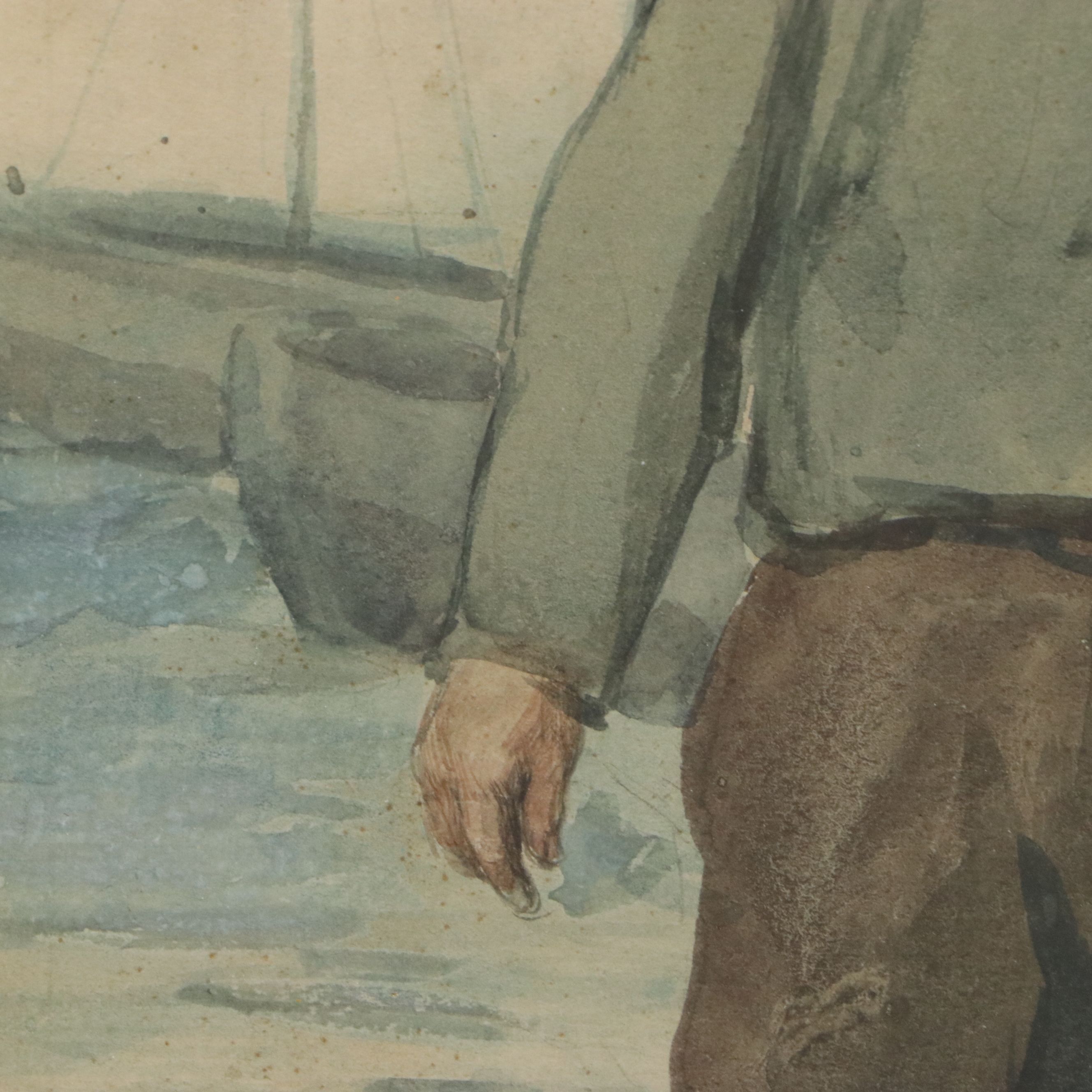 Charles C. Svendsen Watercolor Painting of Fisherman, Early to Mid-20th Century