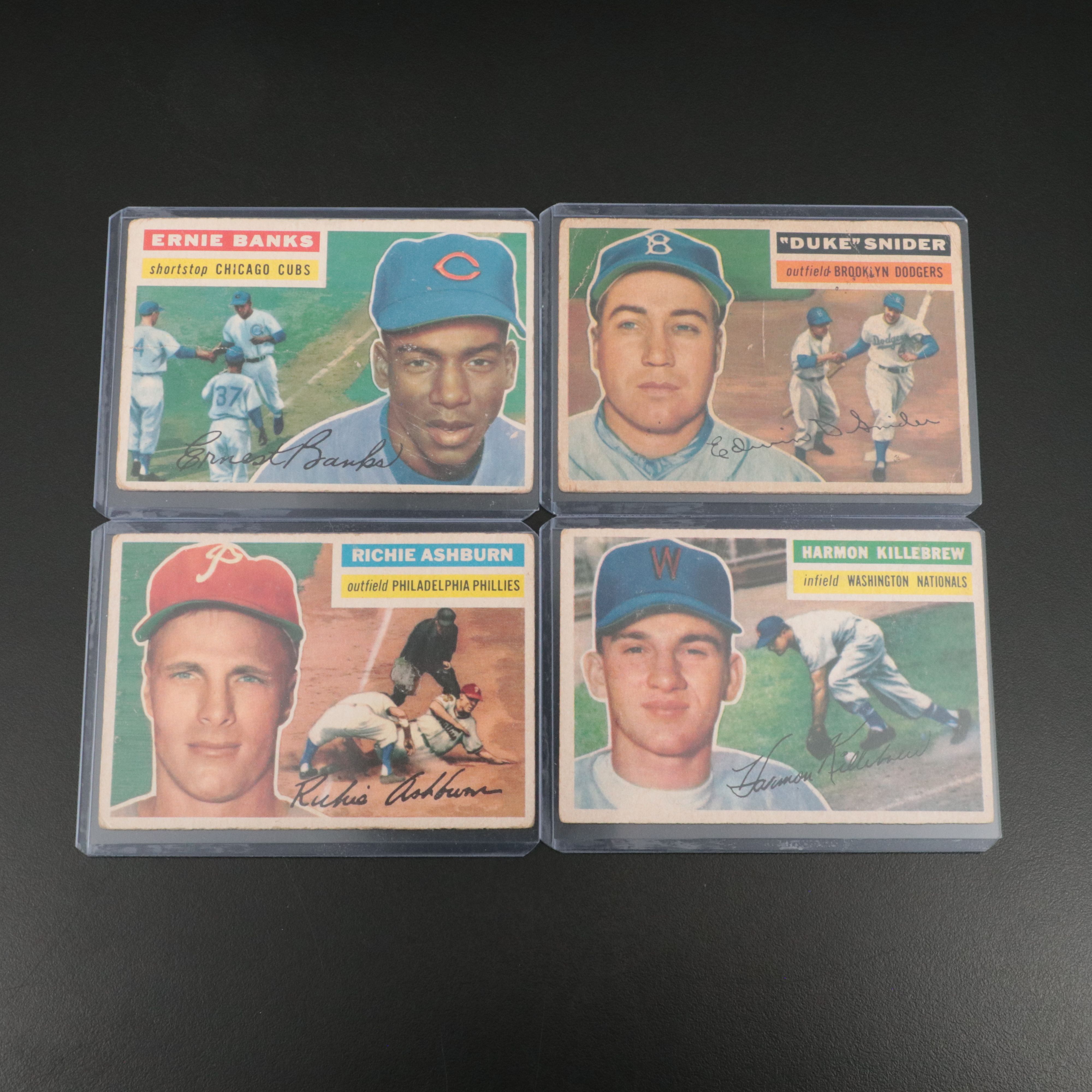 1956 Topps Baseball Cards with Ernie Banks, Duke Snider, and More