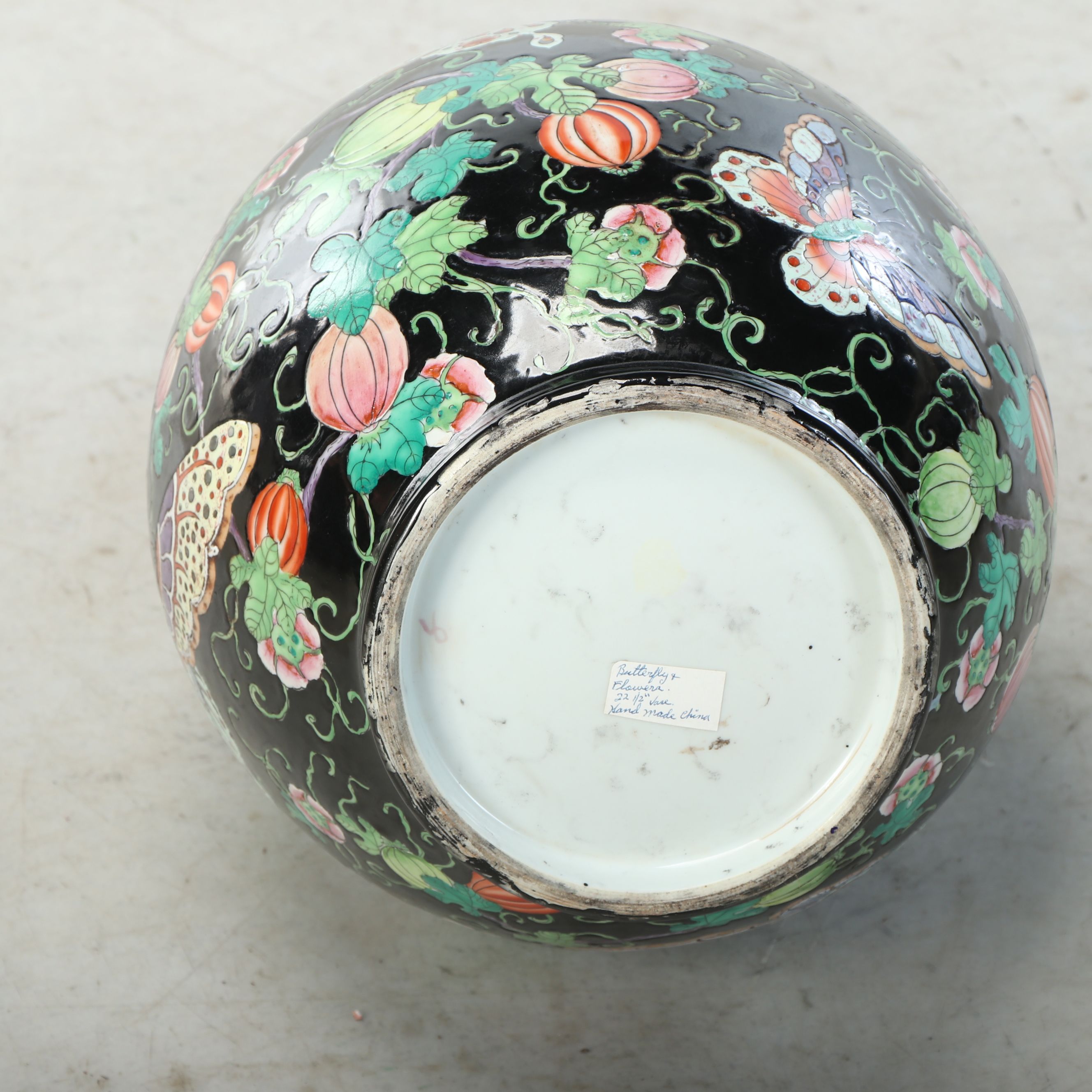 Chinese Famille Noire Enameled Butterfly Vase