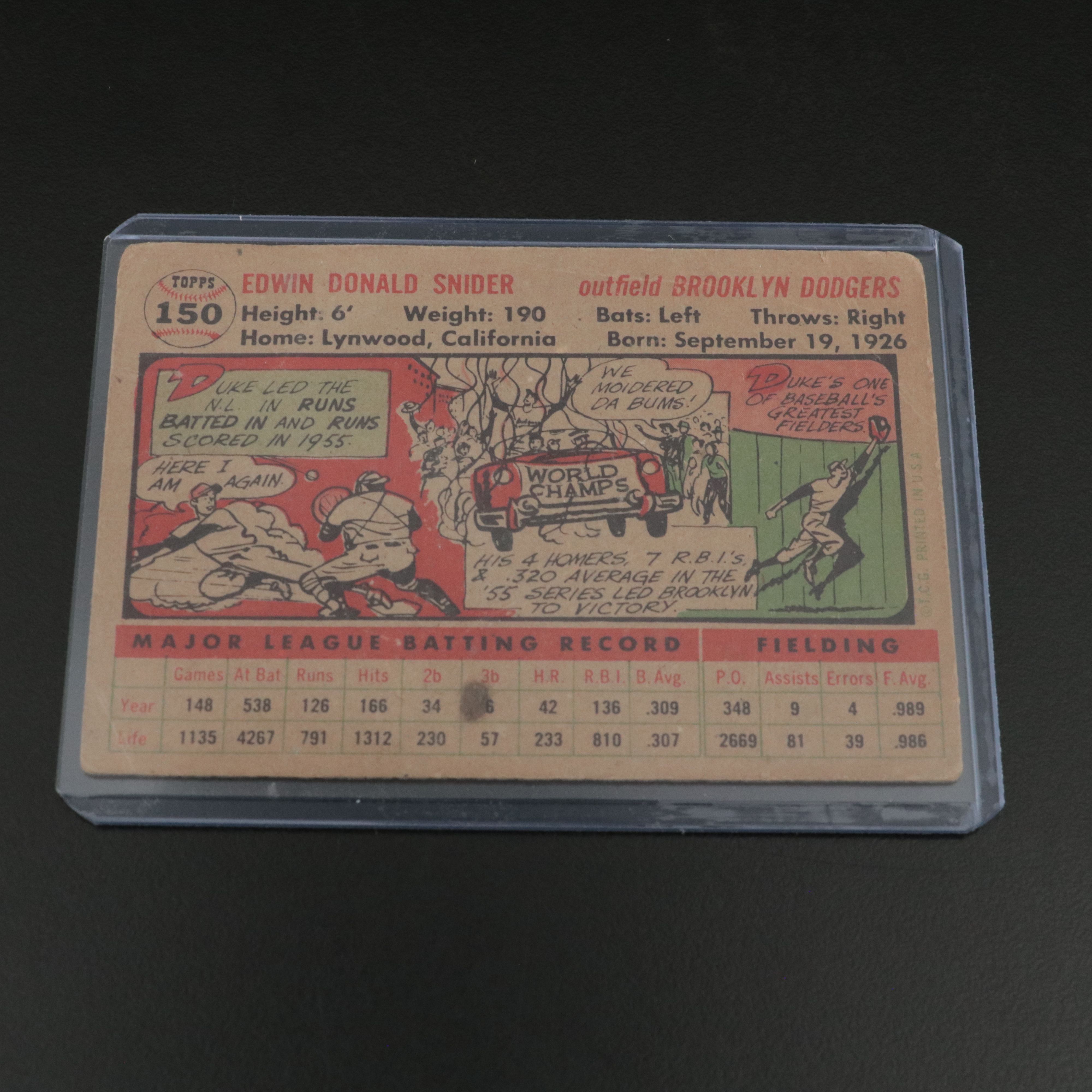 1956 Topps Baseball Cards with Ernie Banks, Duke Snider, and More