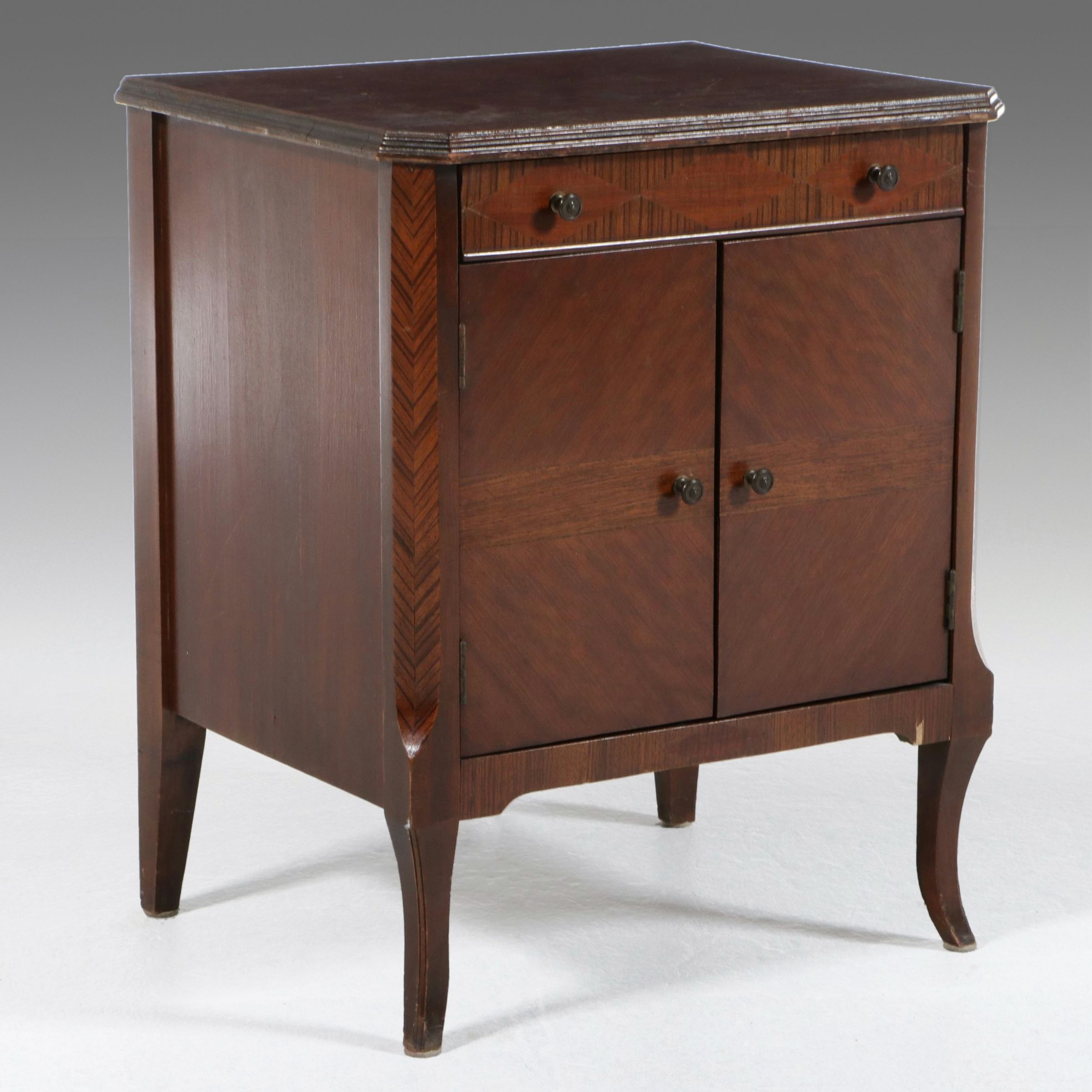 Art Deco Inlaid Mahogany Sheet Music or Record Cabinet, c. 1930s