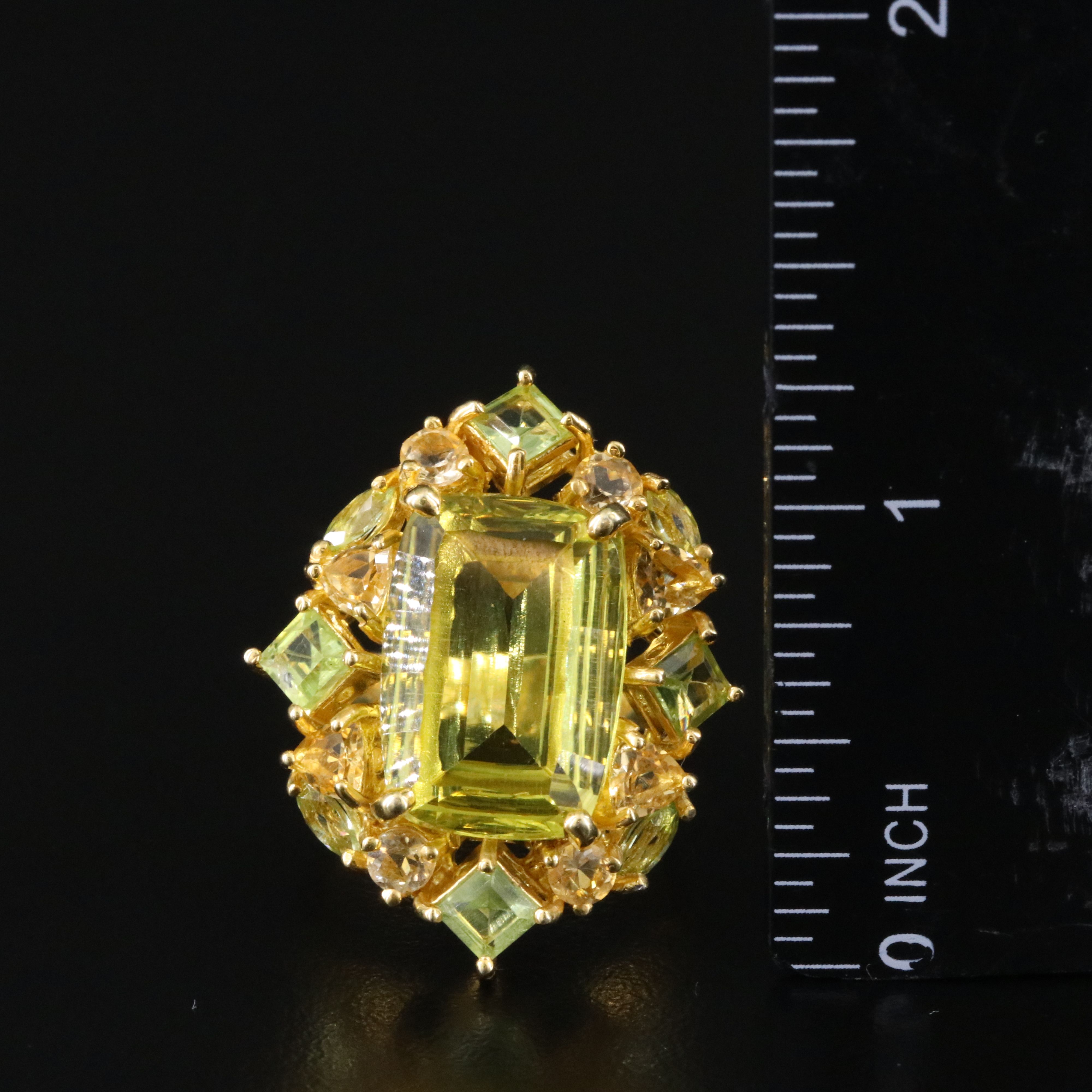 Sterling Citrine, Peridot and Topaz Ring