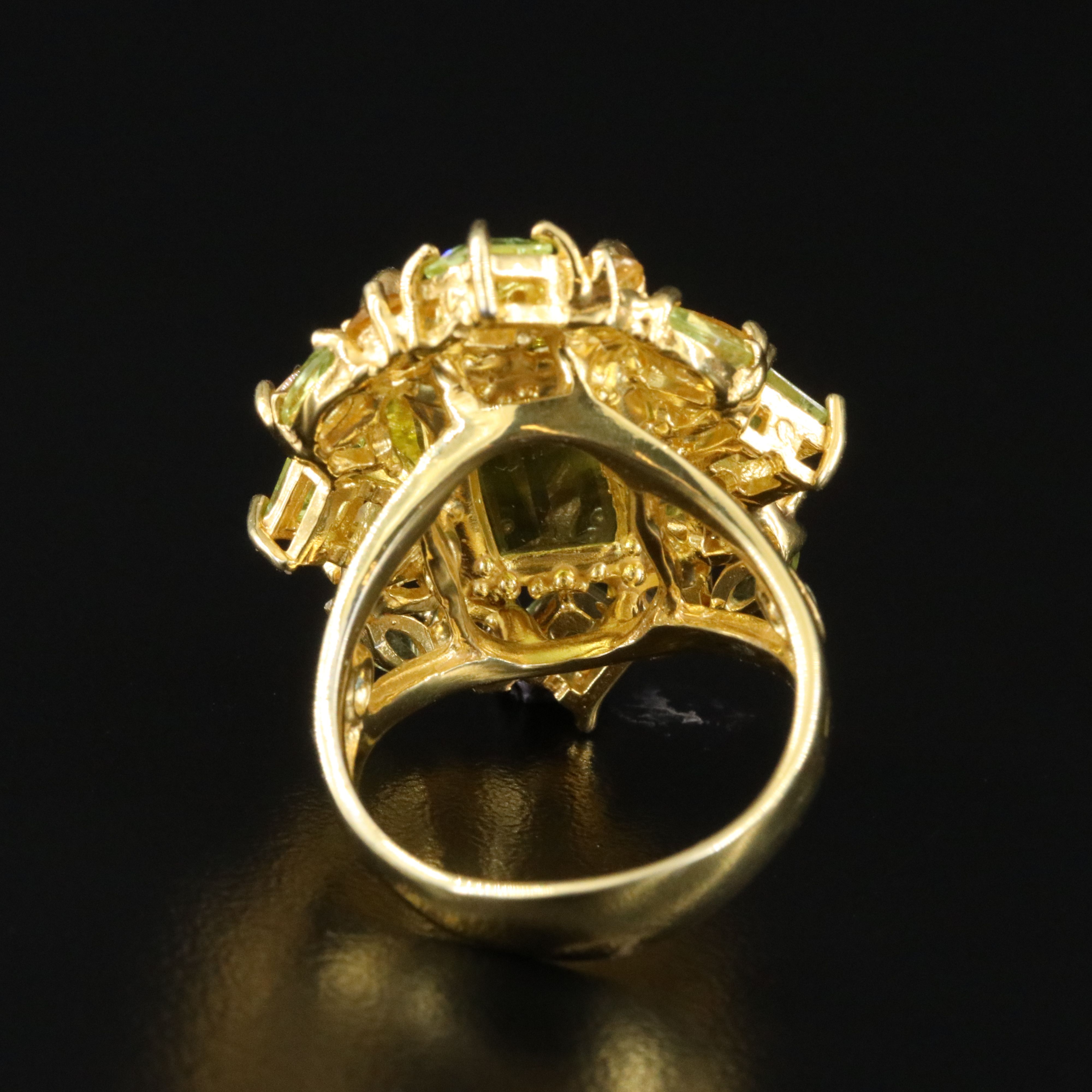 Sterling Citrine, Peridot and Topaz Ring