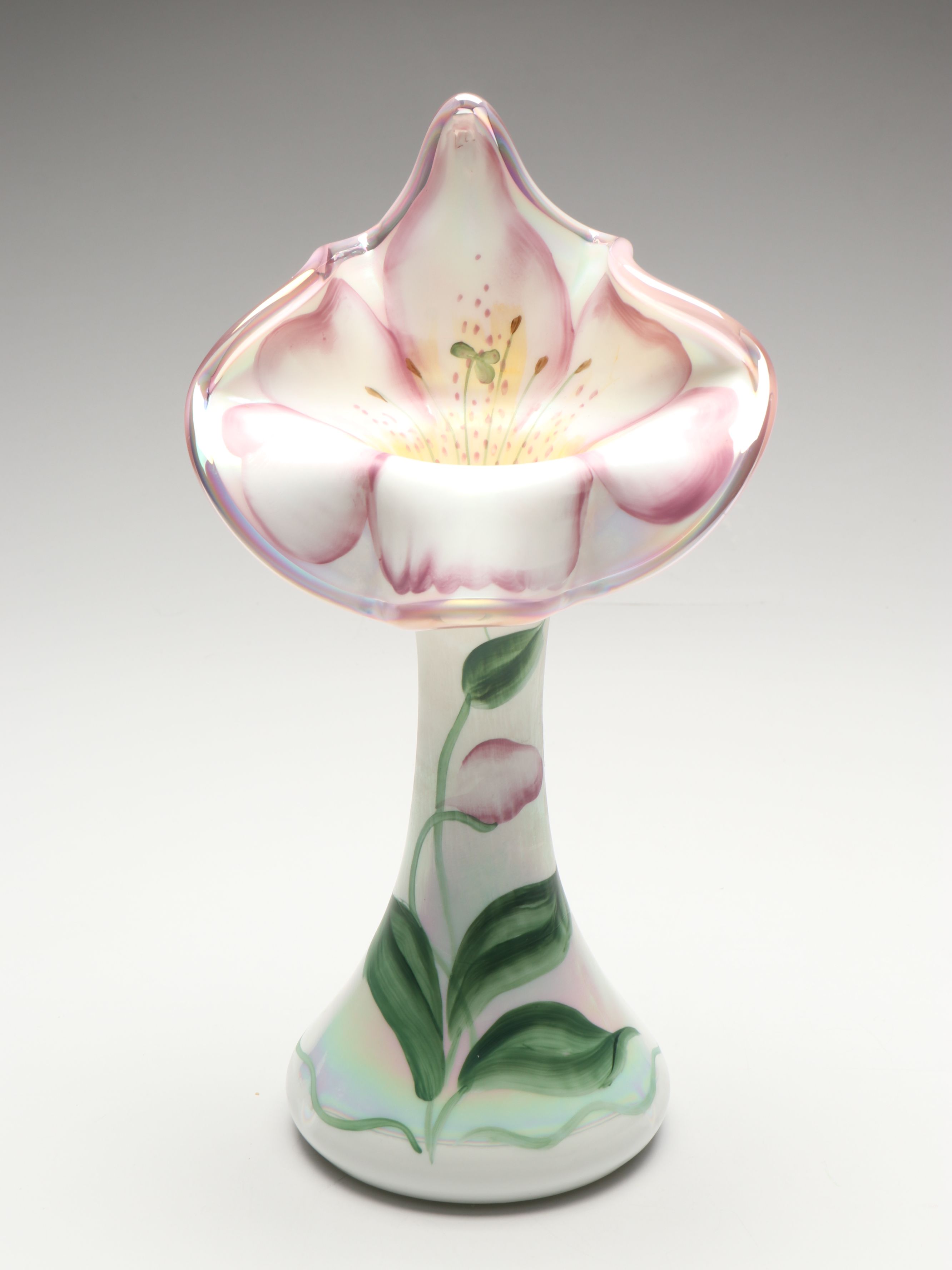 Fenton Hand-Painted Jack-in-the-Pulpit and Other Glass Table Accessories