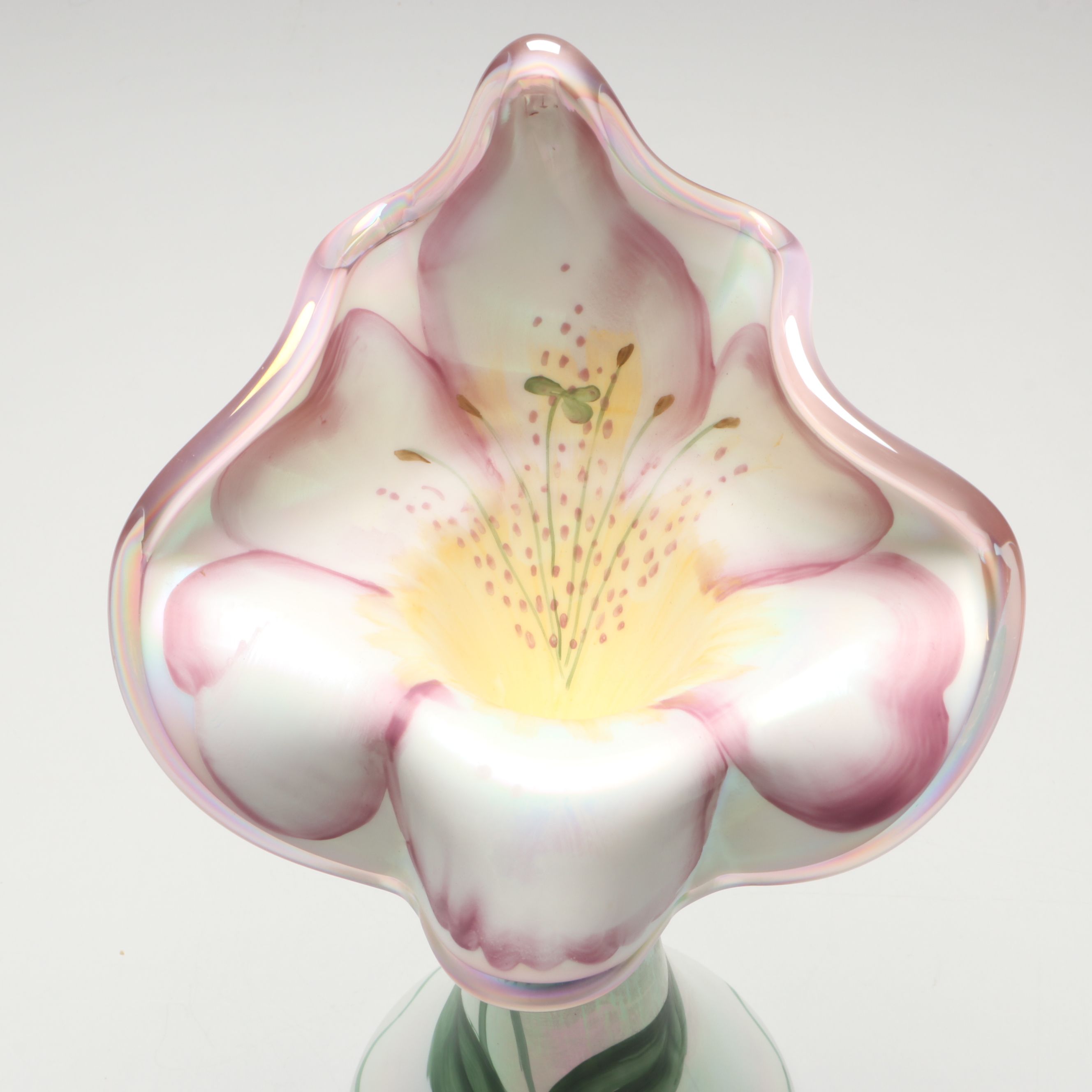 Fenton Hand-Painted Jack-in-the-Pulpit and Other Glass Table Accessories