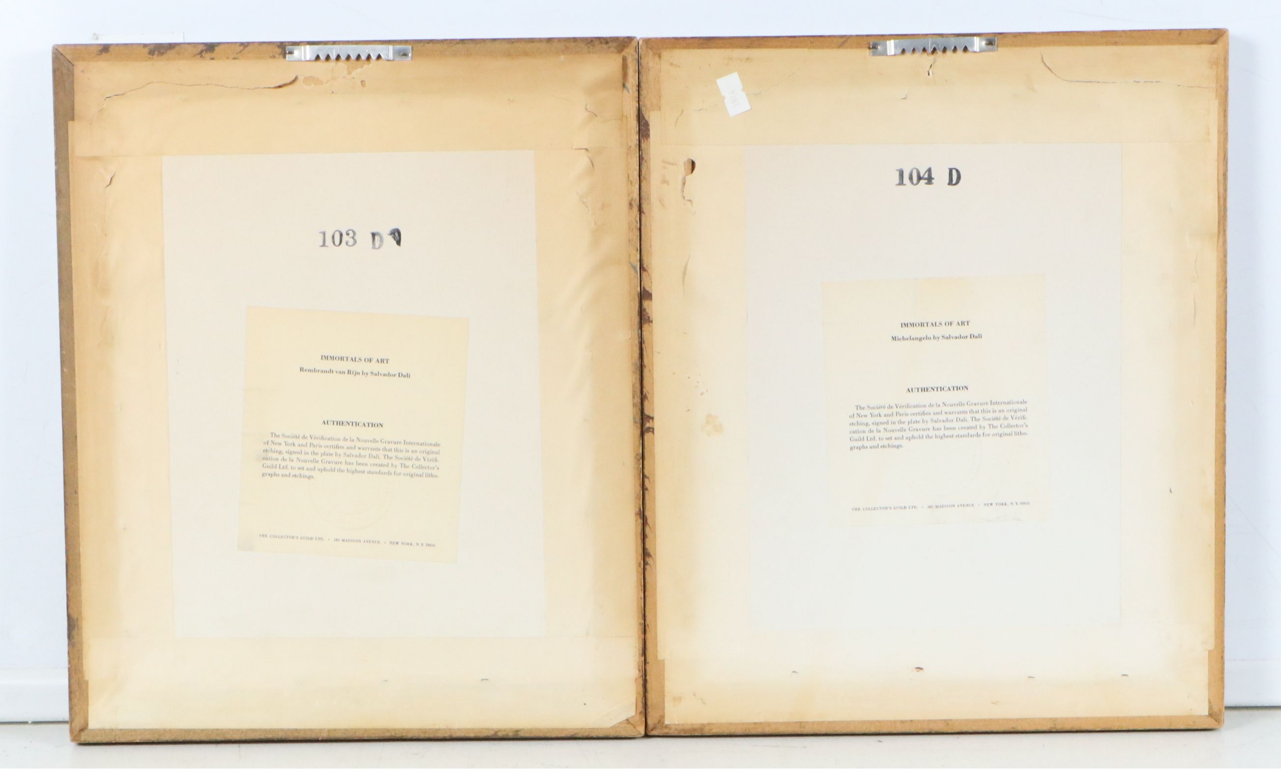 Salvador Dalí Restrike Etchings "Rembrandt van Rijn" and "Michelangelo"