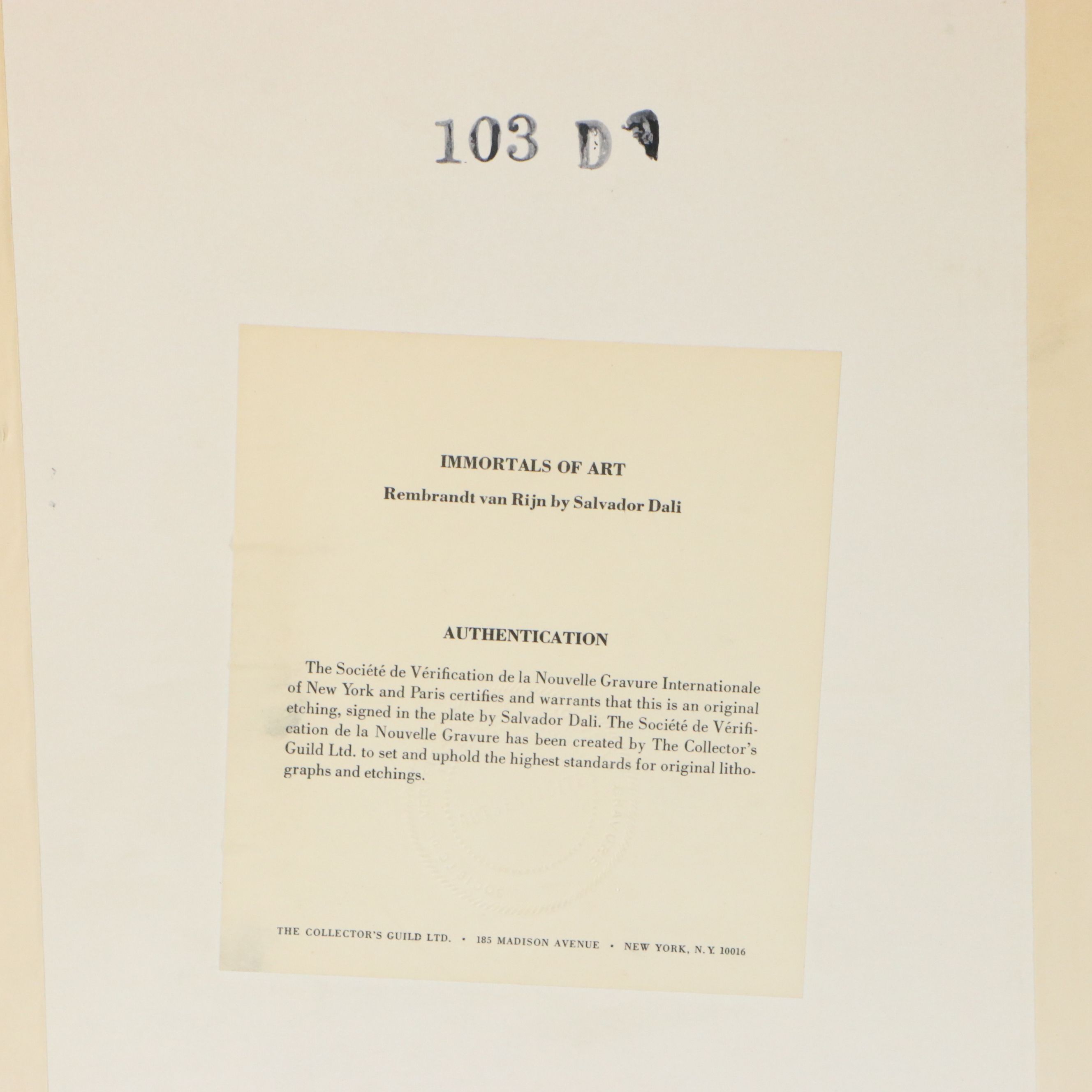 Salvador Dalí Restrike Etchings "Rembrandt van Rijn" and "Michelangelo"