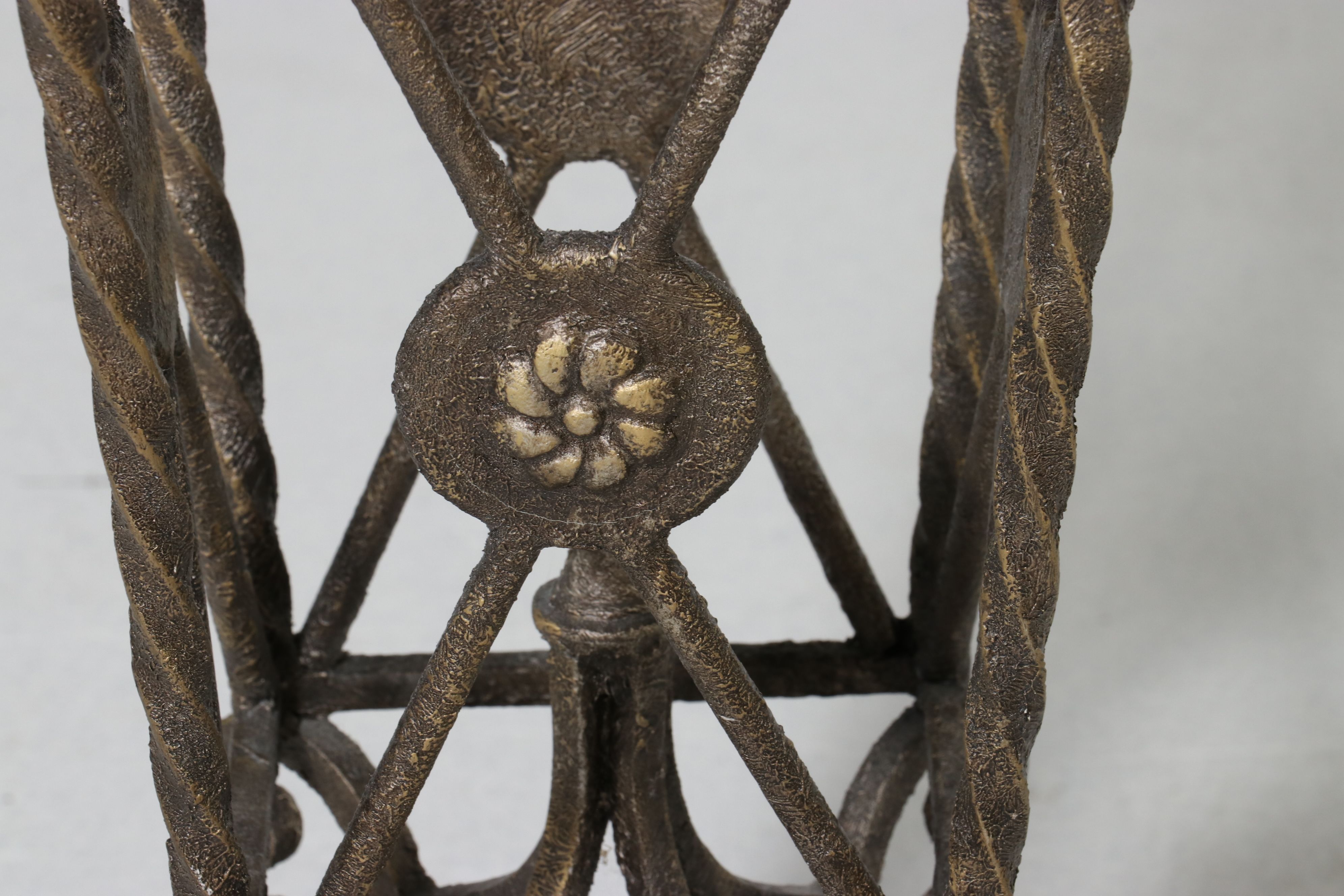 Neoclassical Style Wrought Iron and Cast Stone Pedestal, Late 20th Century