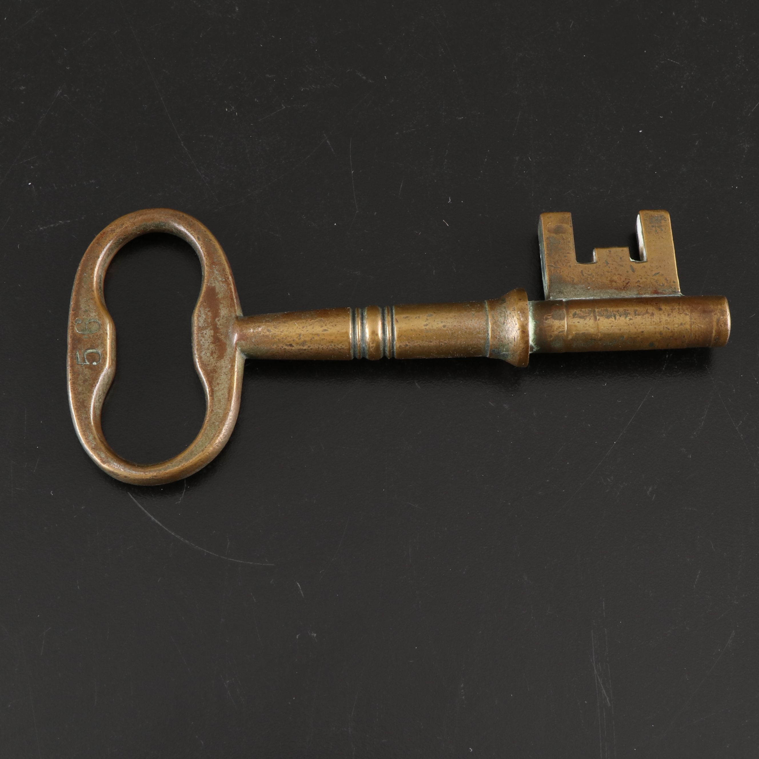 Controlled Bubble Art Glass Paperweights with Brass Skeleton Key