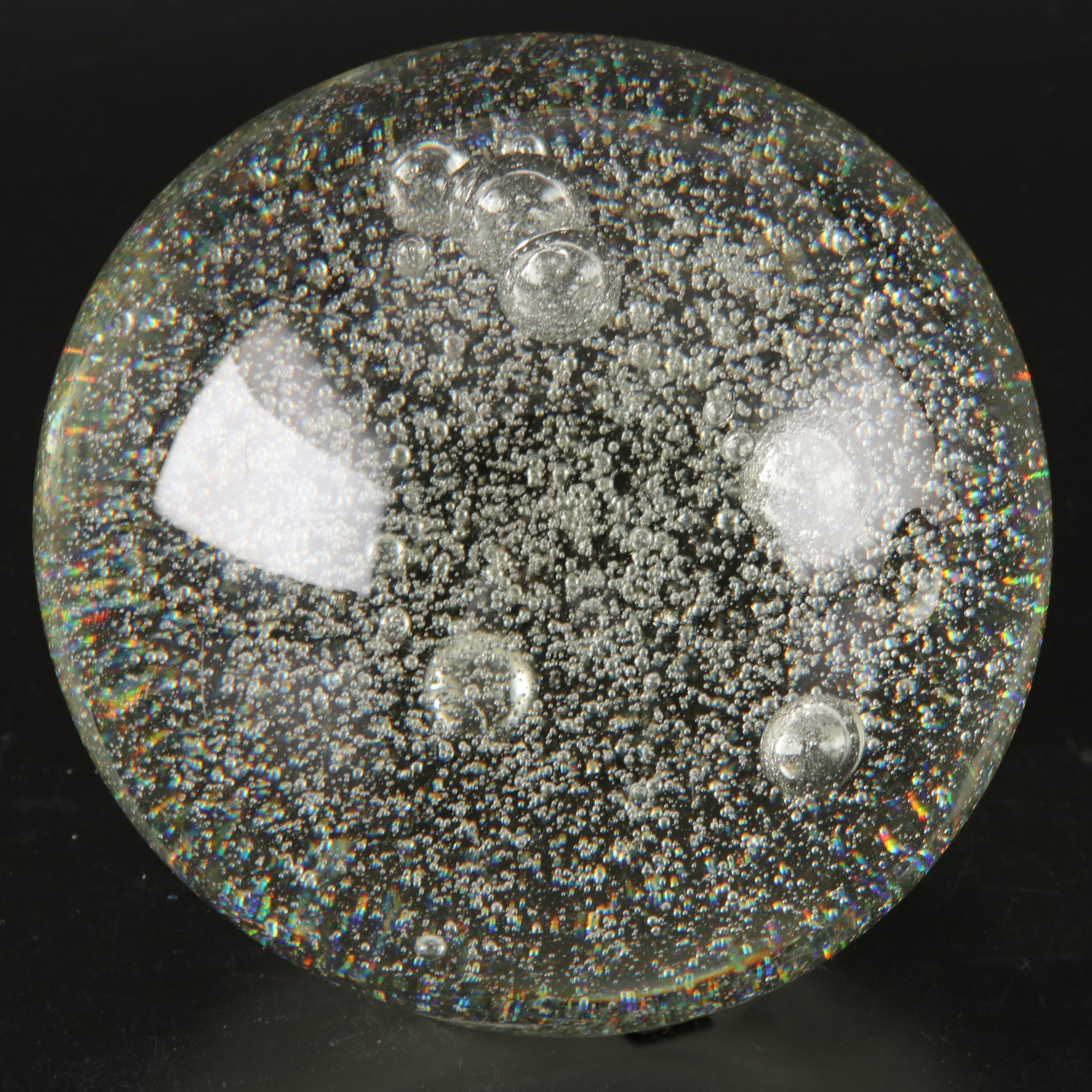 Controlled Bubble Art Glass Paperweights with Brass Skeleton Key