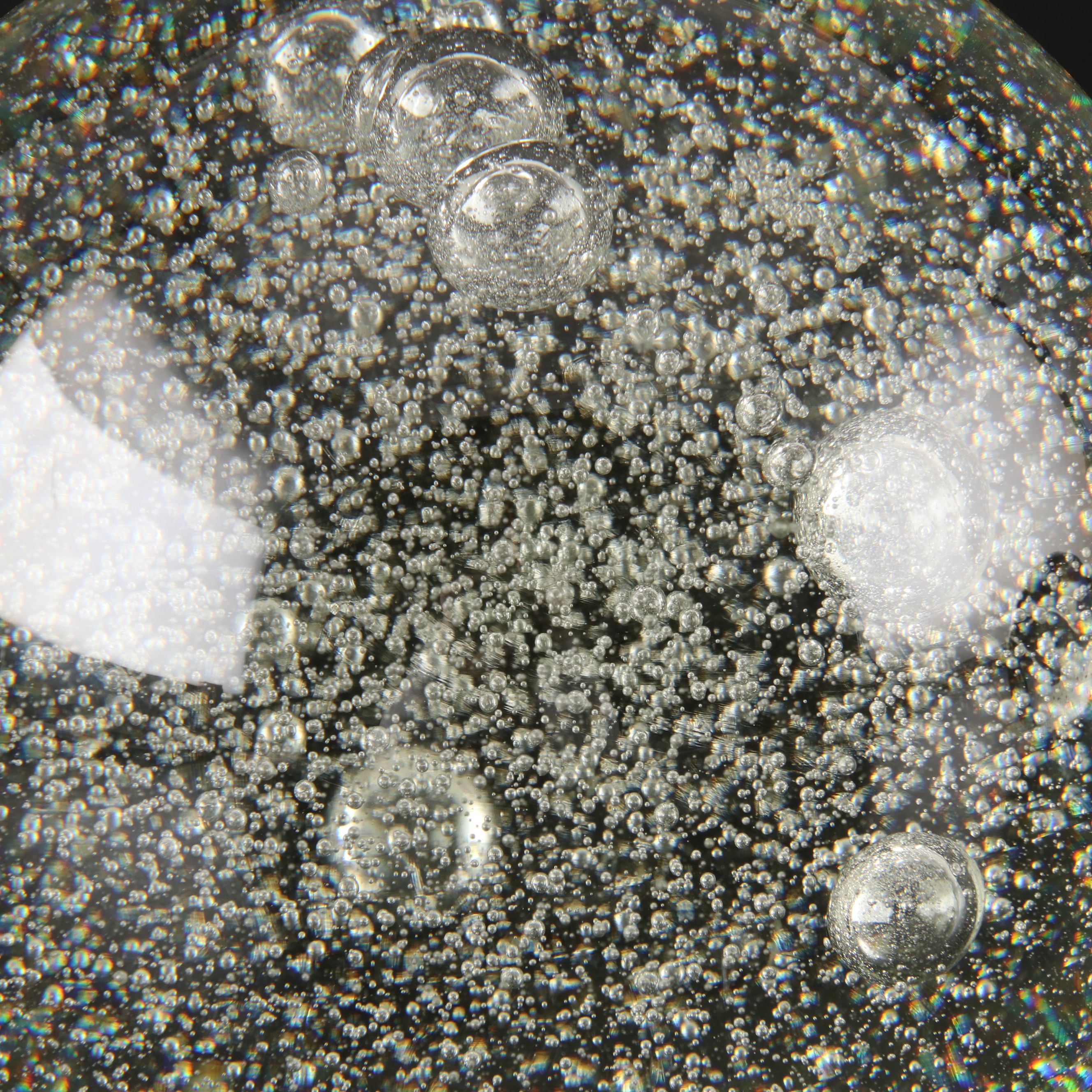 Controlled Bubble Art Glass Paperweights with Brass Skeleton Key