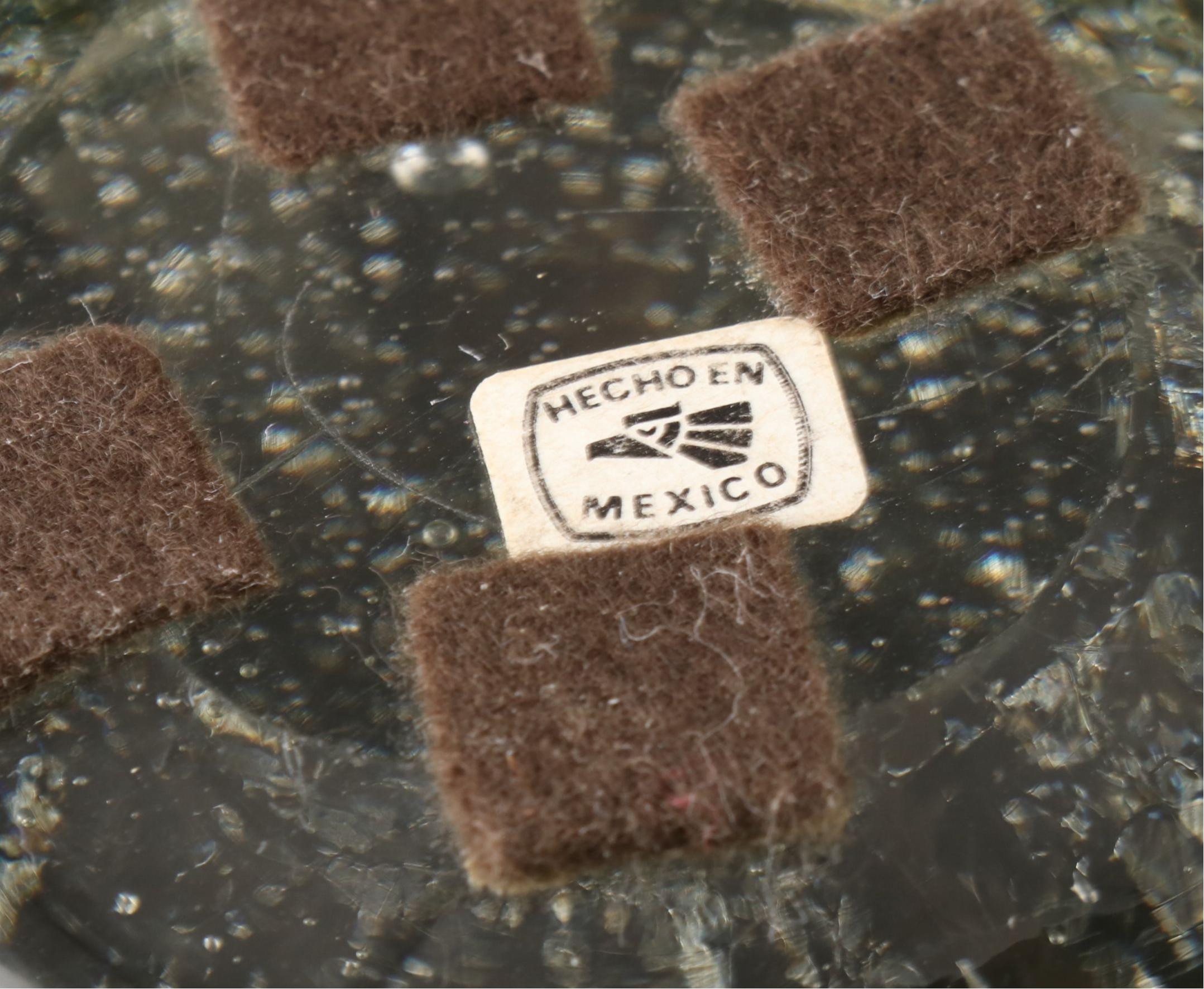 Controlled Bubble Art Glass Paperweights with Brass Skeleton Key