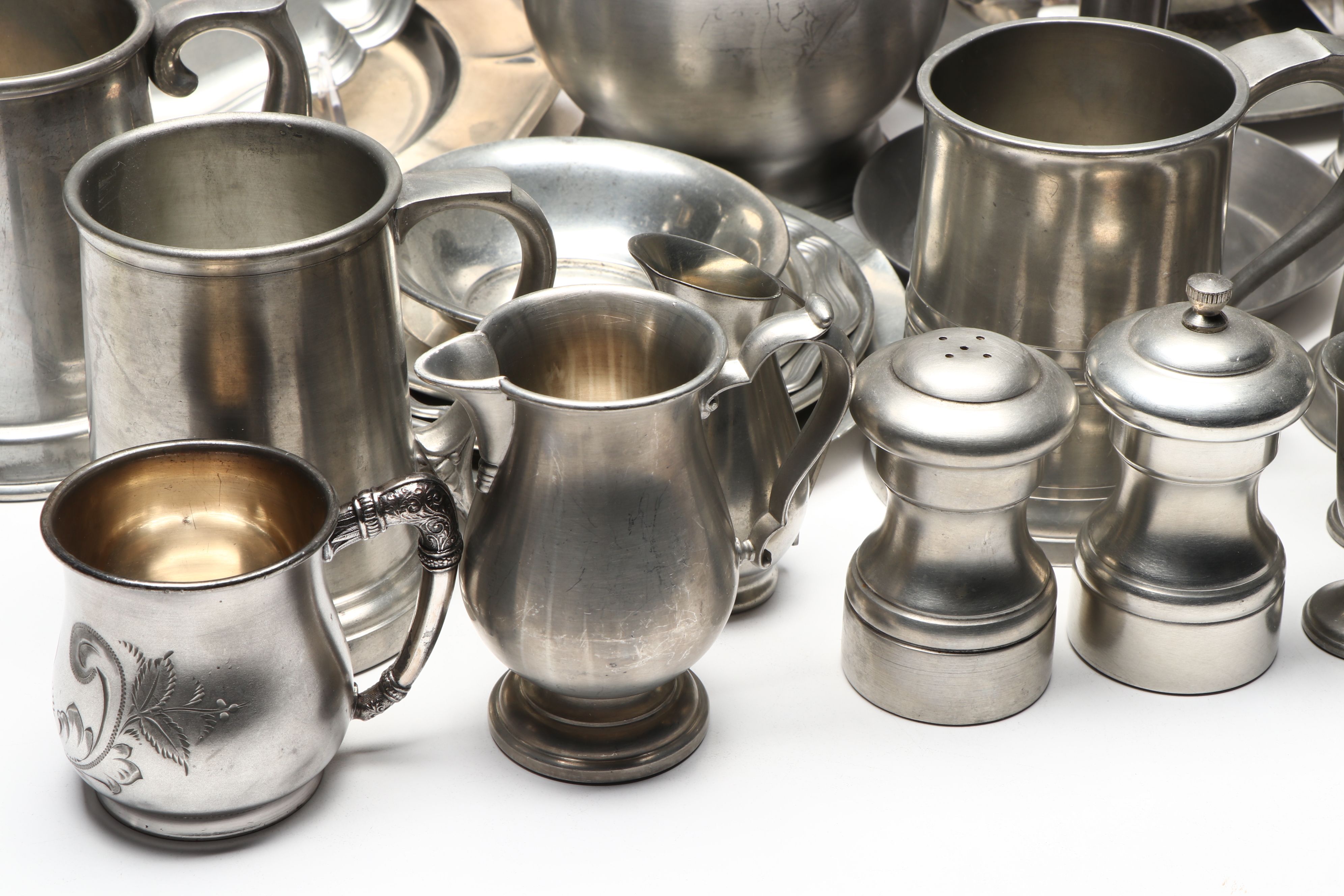 Hartford, Oneida with Other Pewter Plates, Tankards, Pitcher and More