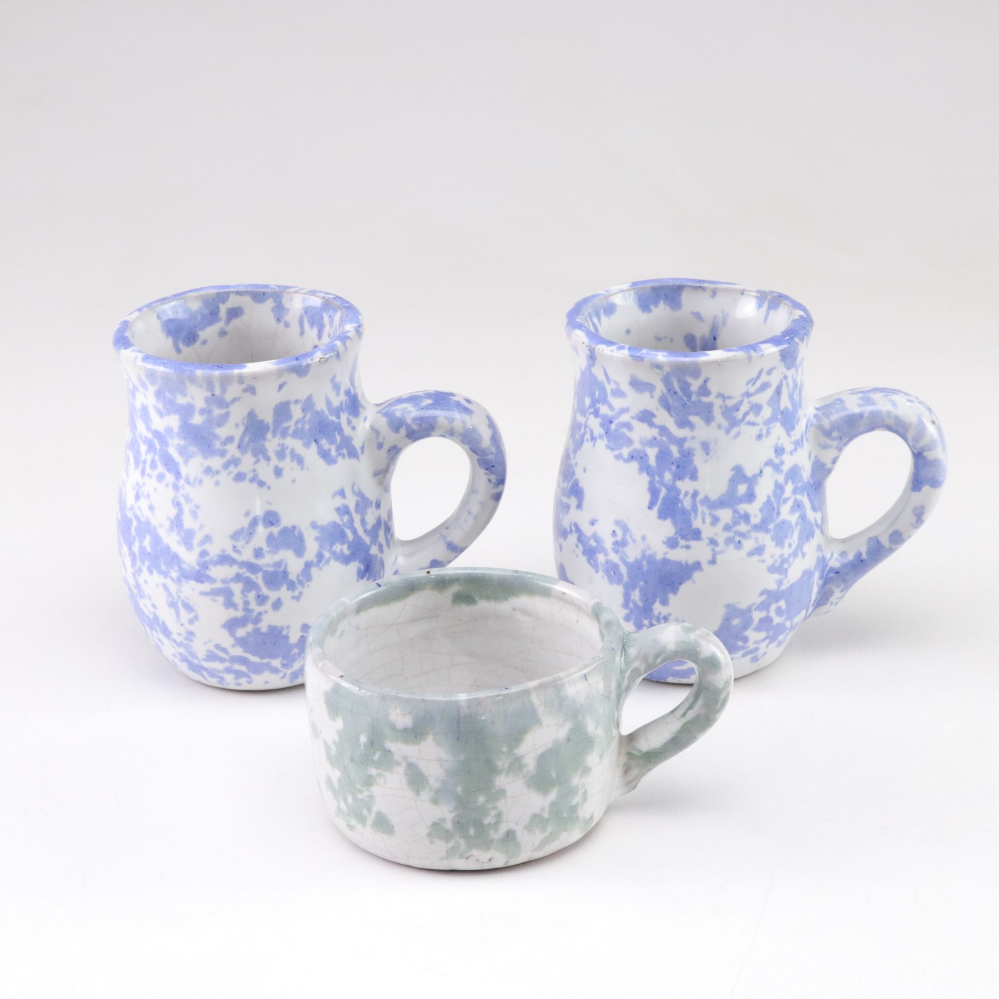 Bybee Pottery Blue and White Spongeware Ceramic Baskets, Bowls, Mugs & More