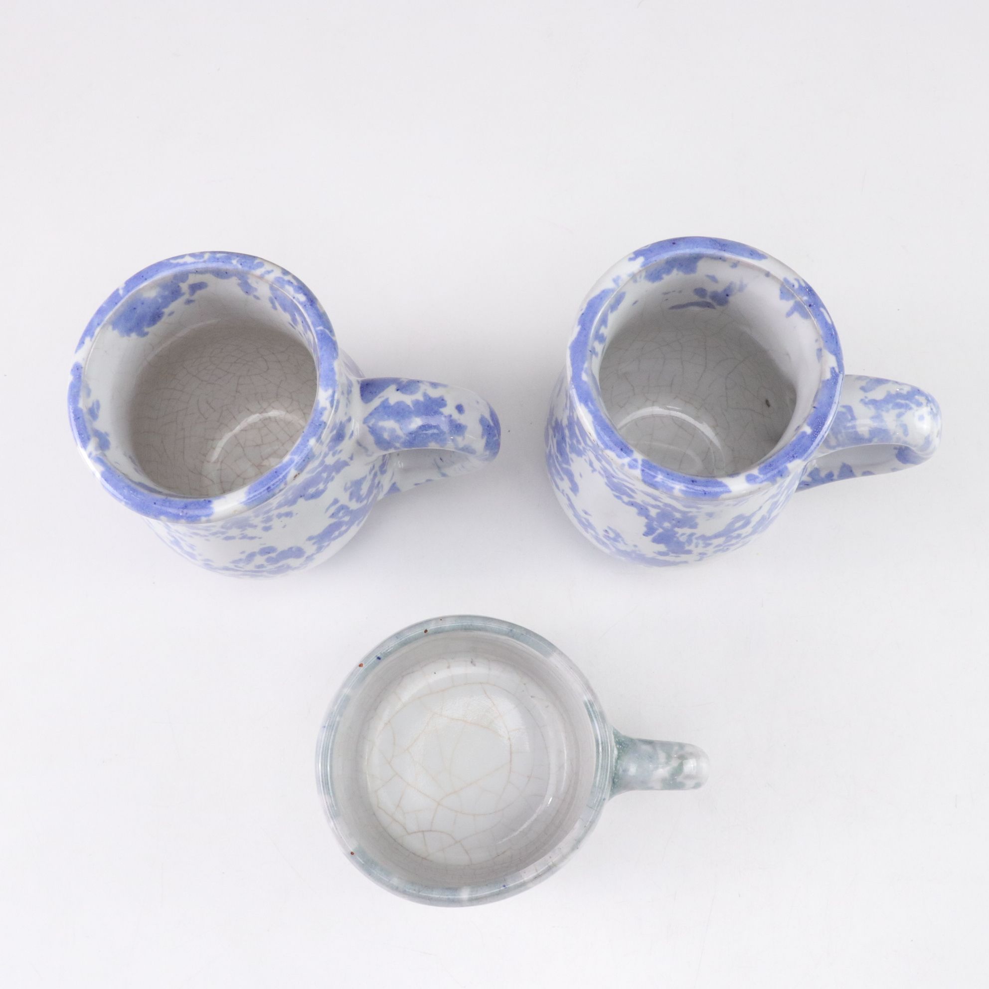 Bybee Pottery Blue and White Spongeware Ceramic Baskets, Bowls, Mugs & More