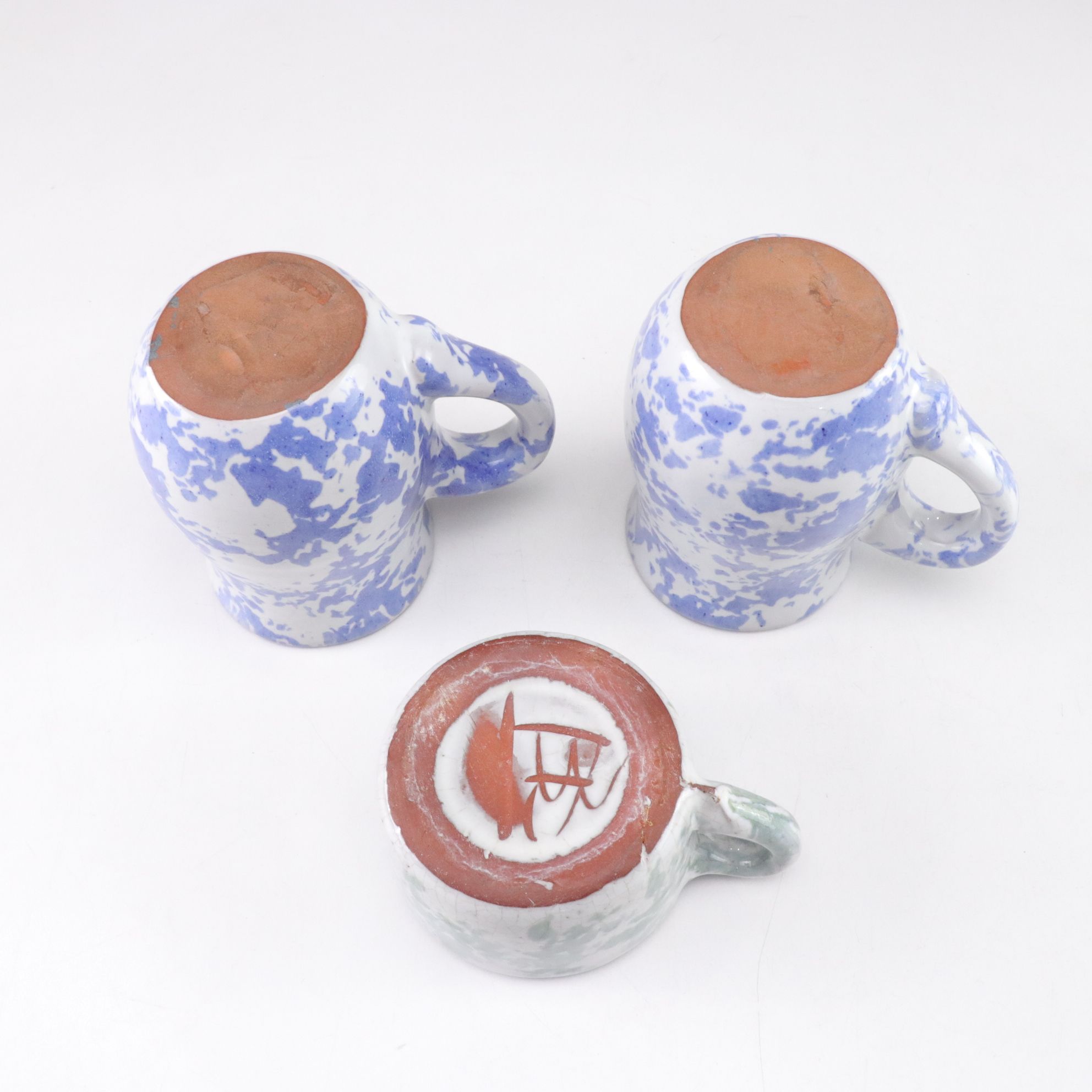 Bybee Pottery Blue and White Spongeware Ceramic Baskets, Bowls, Mugs & More