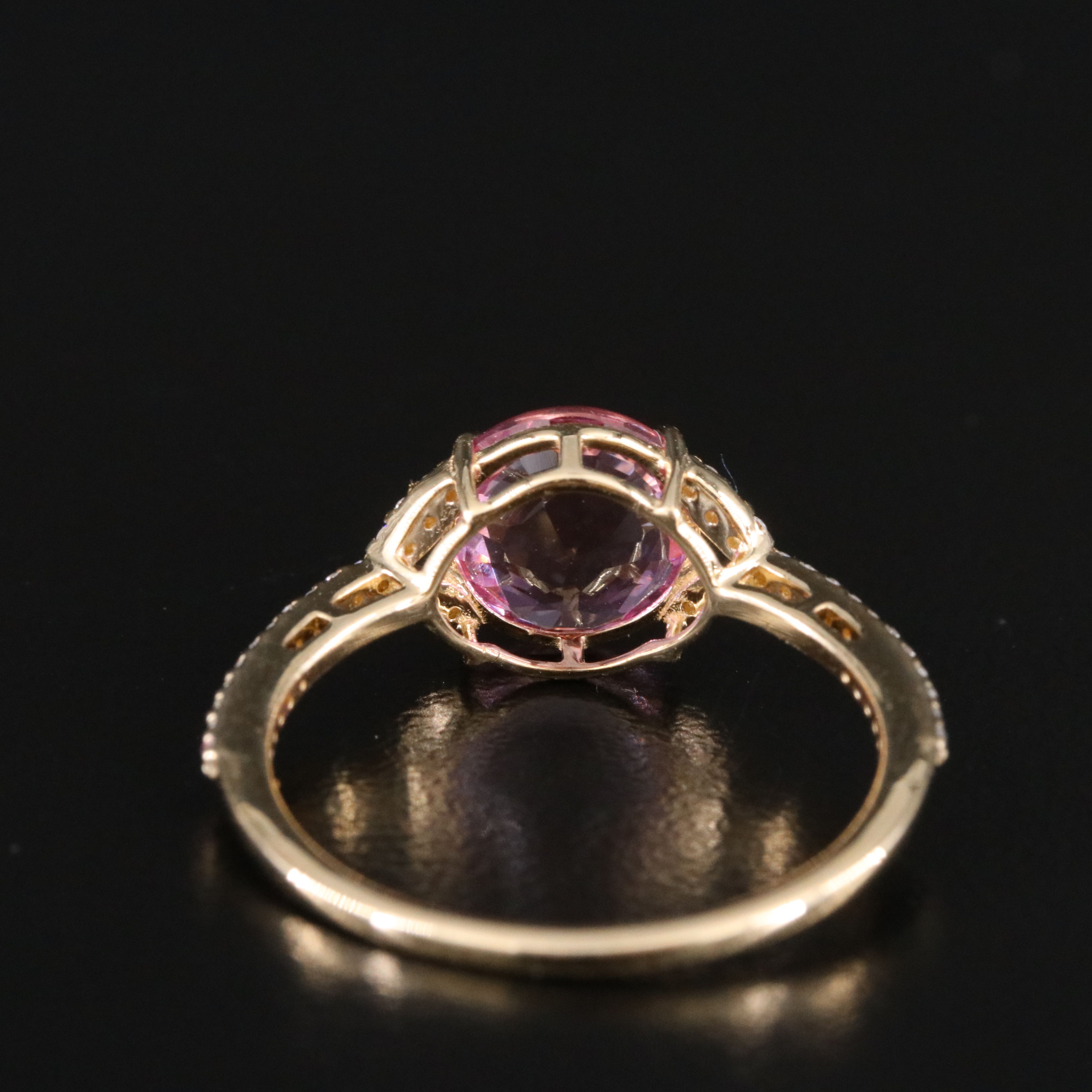 14K 1.76 CT Lab Grown Pink Sapphire and Moissanite Ring