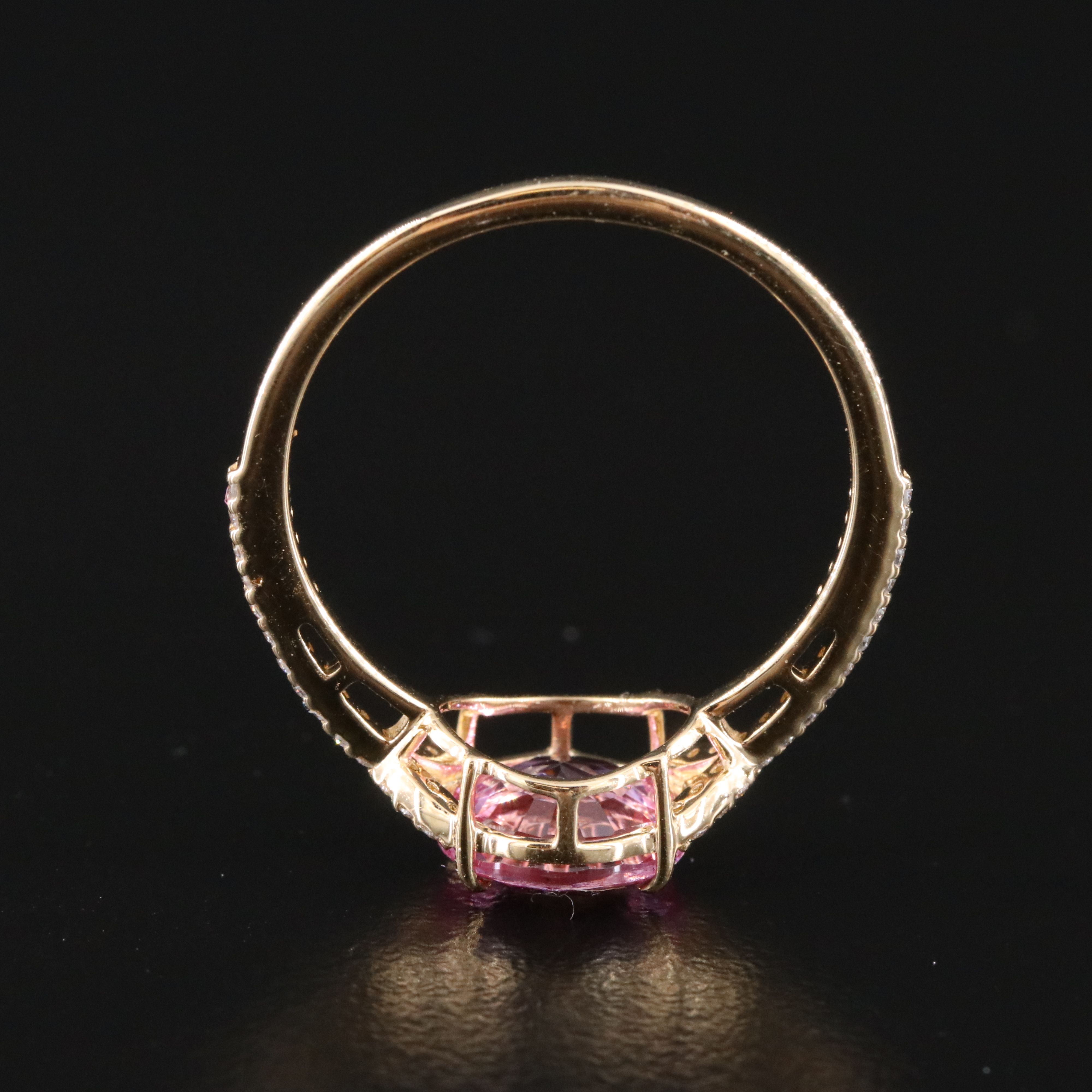 14K 1.76 CT Lab Grown Pink Sapphire and Moissanite Ring