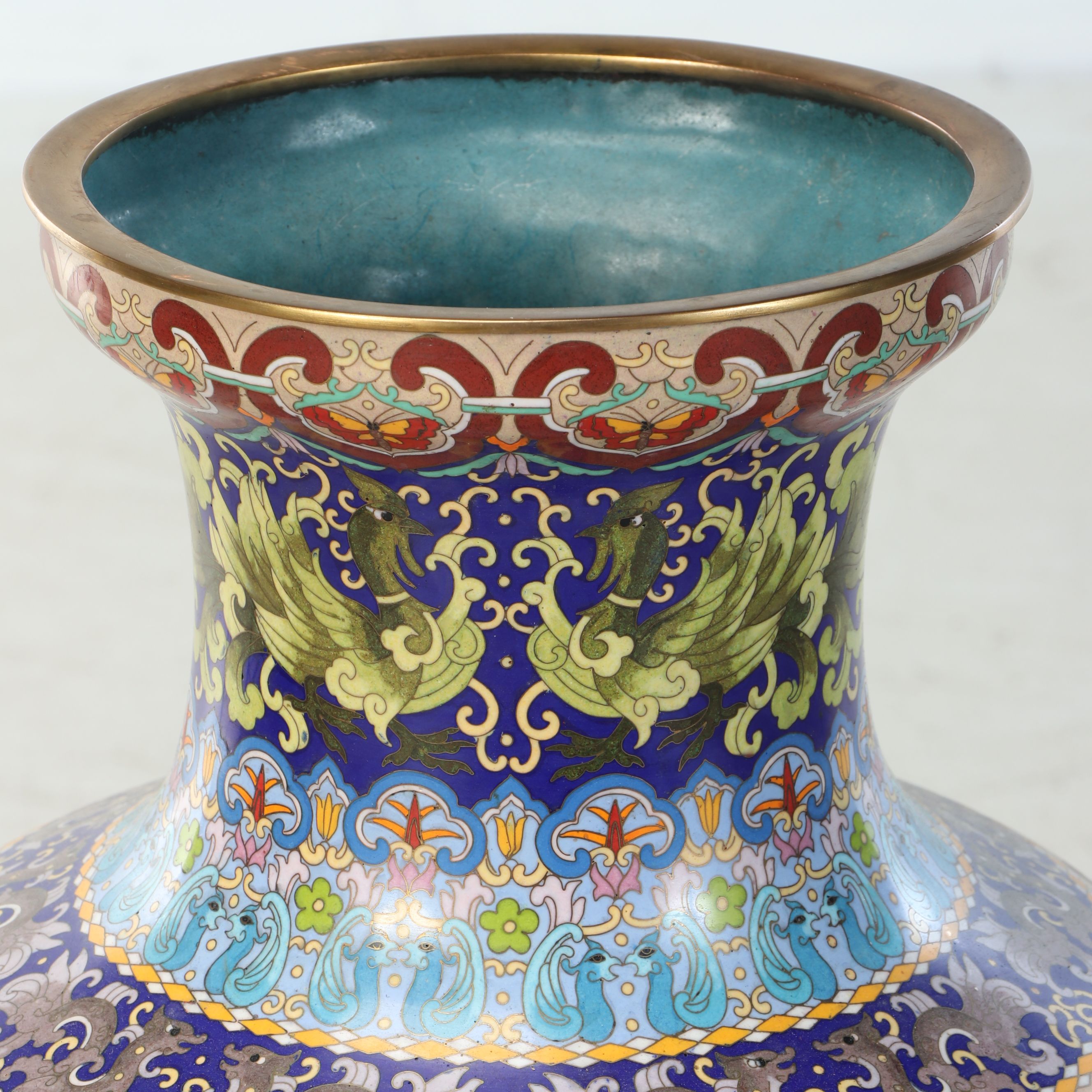 Chinese Cloisonné Enameled Floor Vase