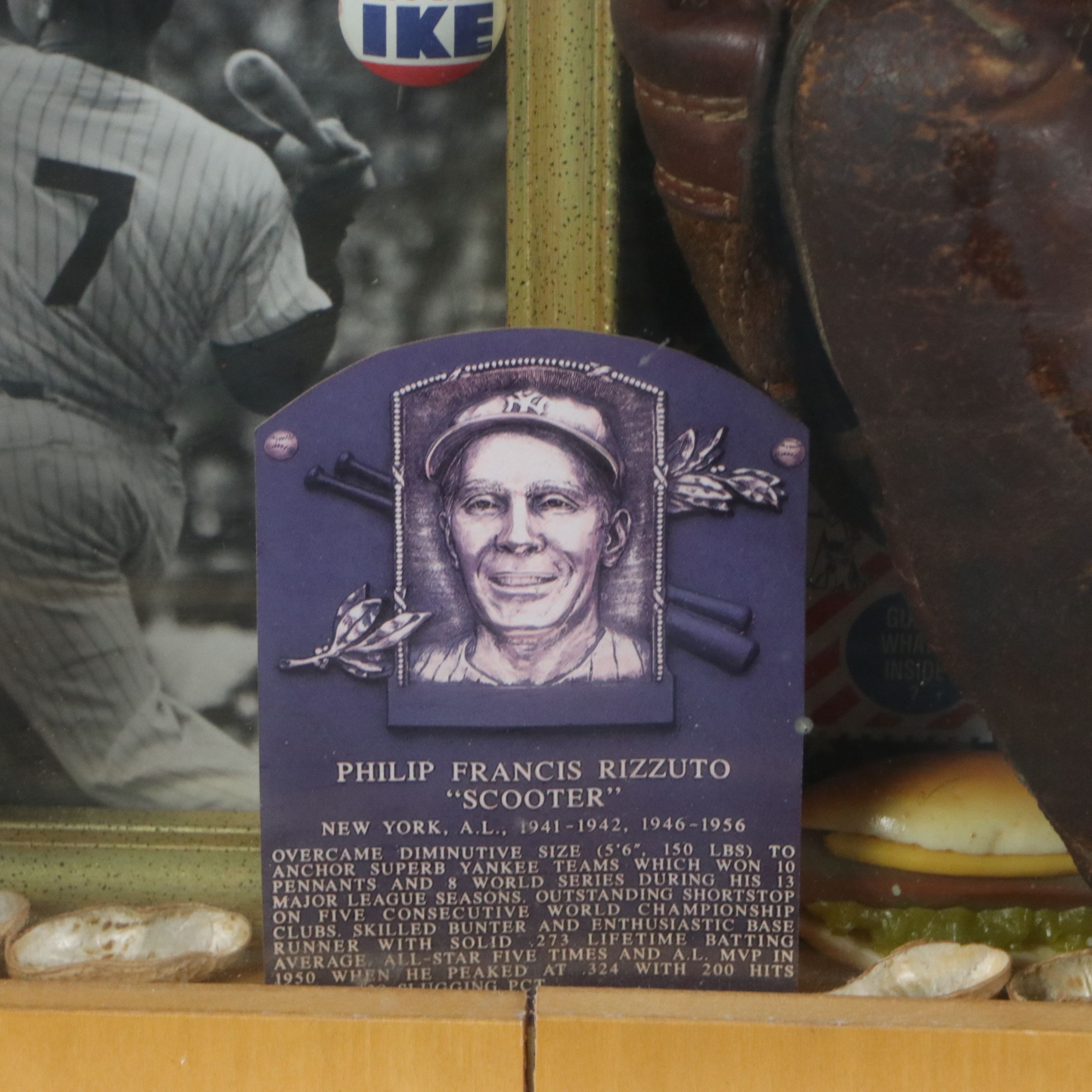 New York Yankees Memorabilia Assemblage in Shadow Box Including Photographs