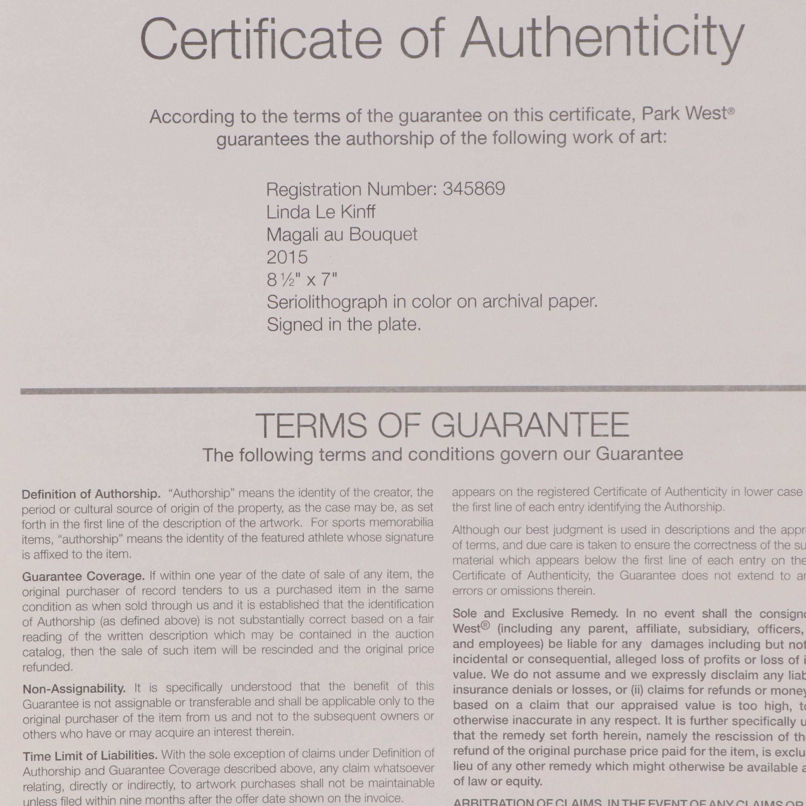 Linda Le Kinff and Jean-Claude Picot Seriolithographs