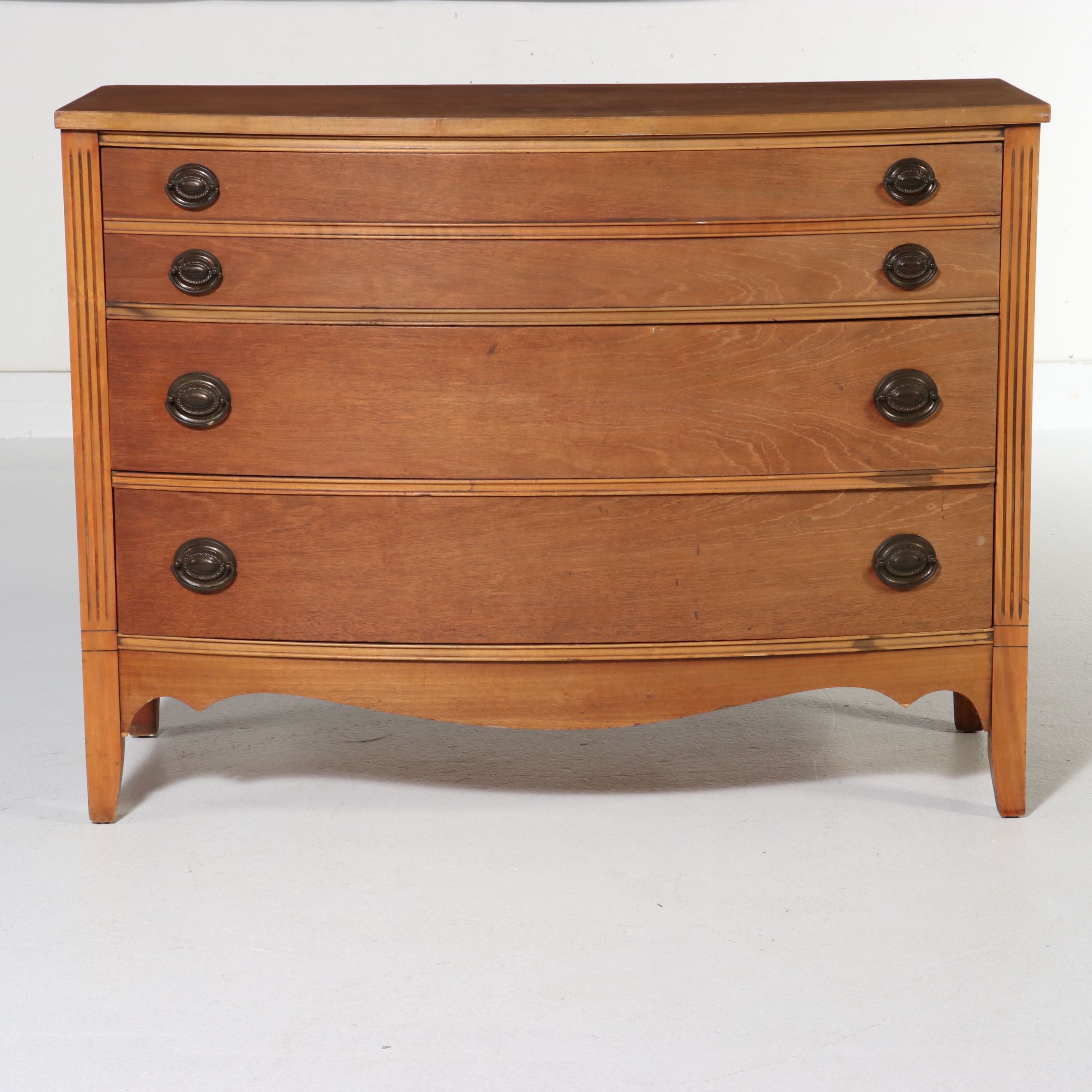 Hepplewhite Style Cherry Bowfront Chest of Drawers, 19th Century