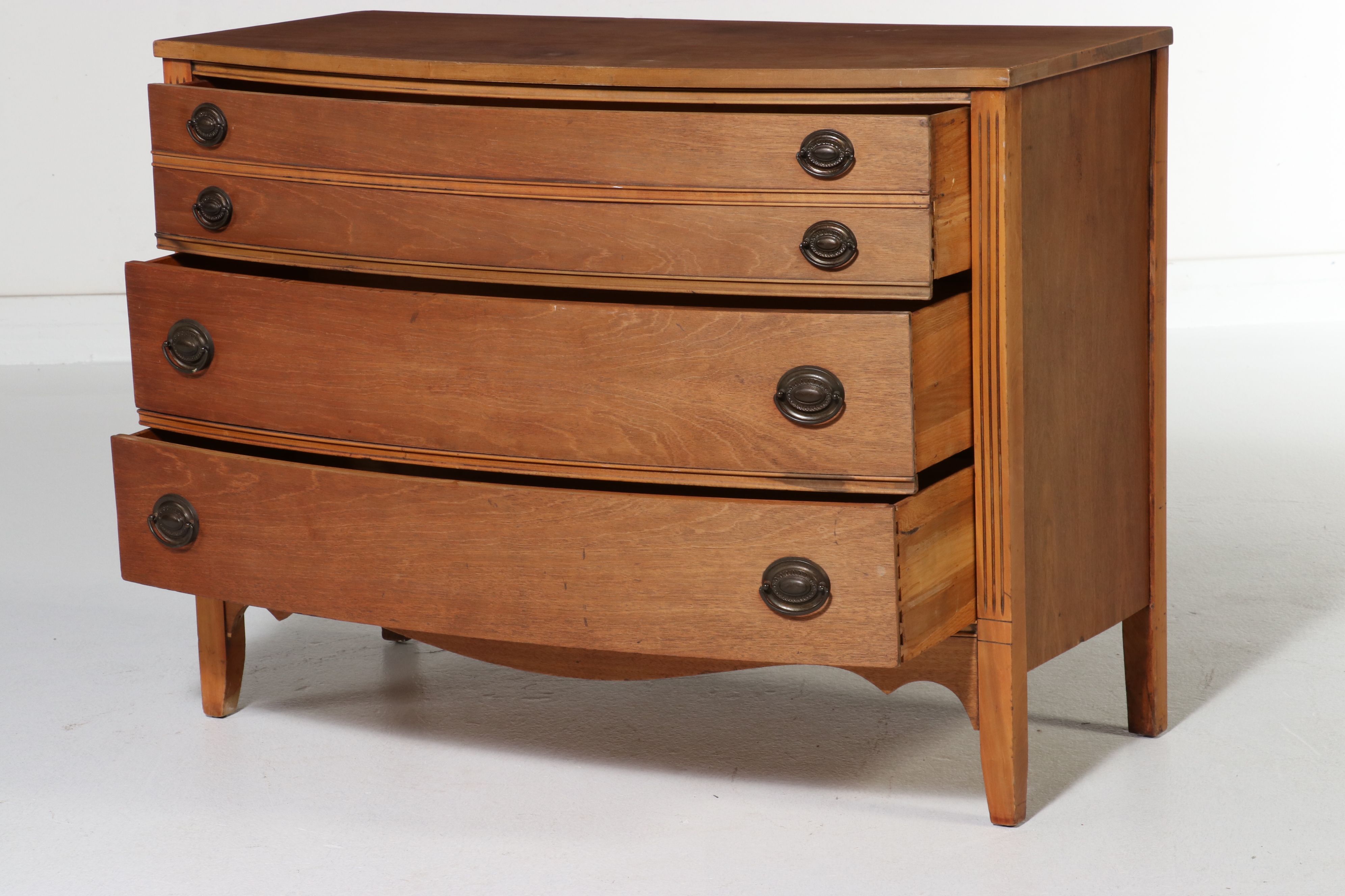 Hepplewhite Style Cherry Bowfront Chest of Drawers, 19th Century