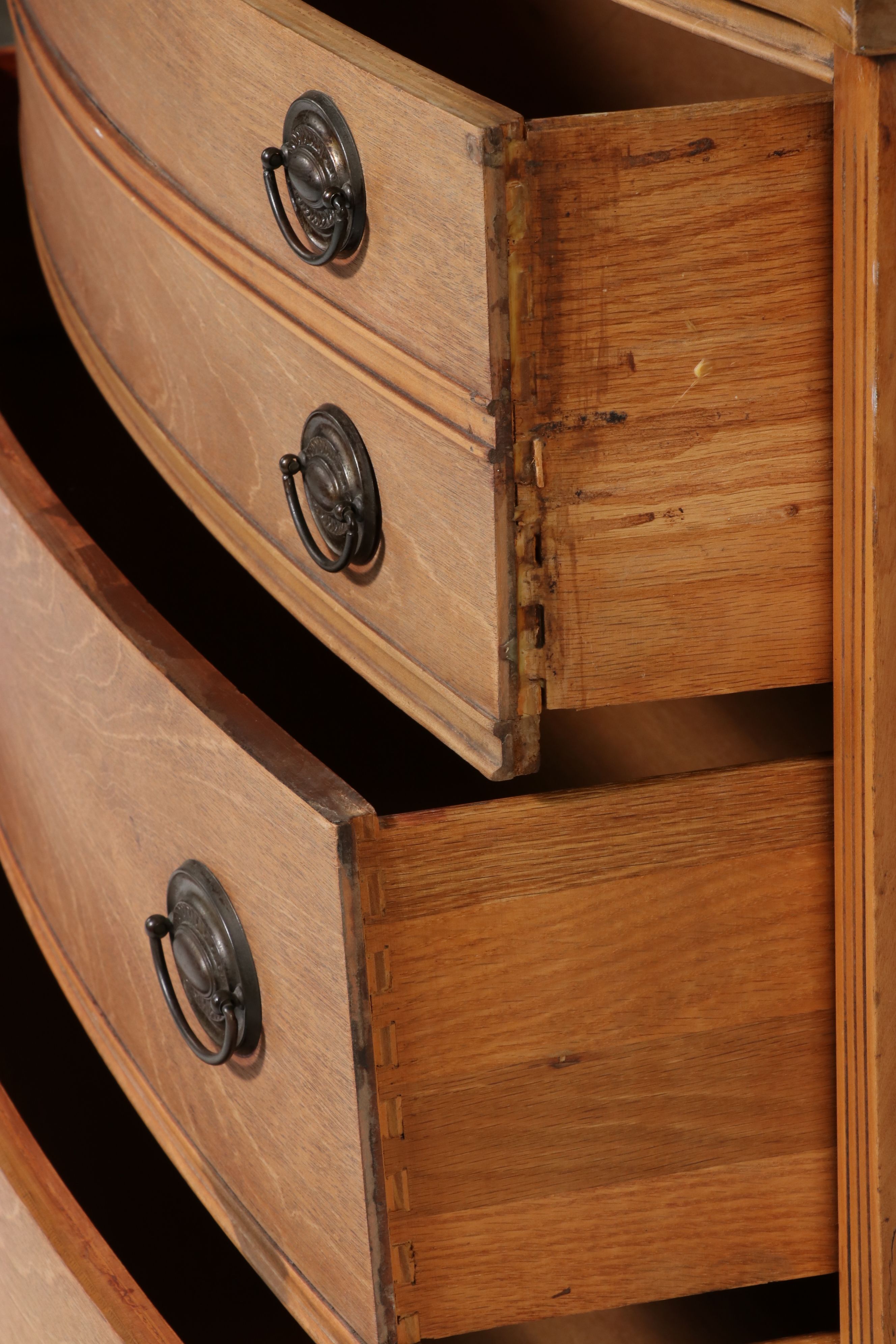 Hepplewhite Style Cherry Bowfront Chest of Drawers, 19th Century