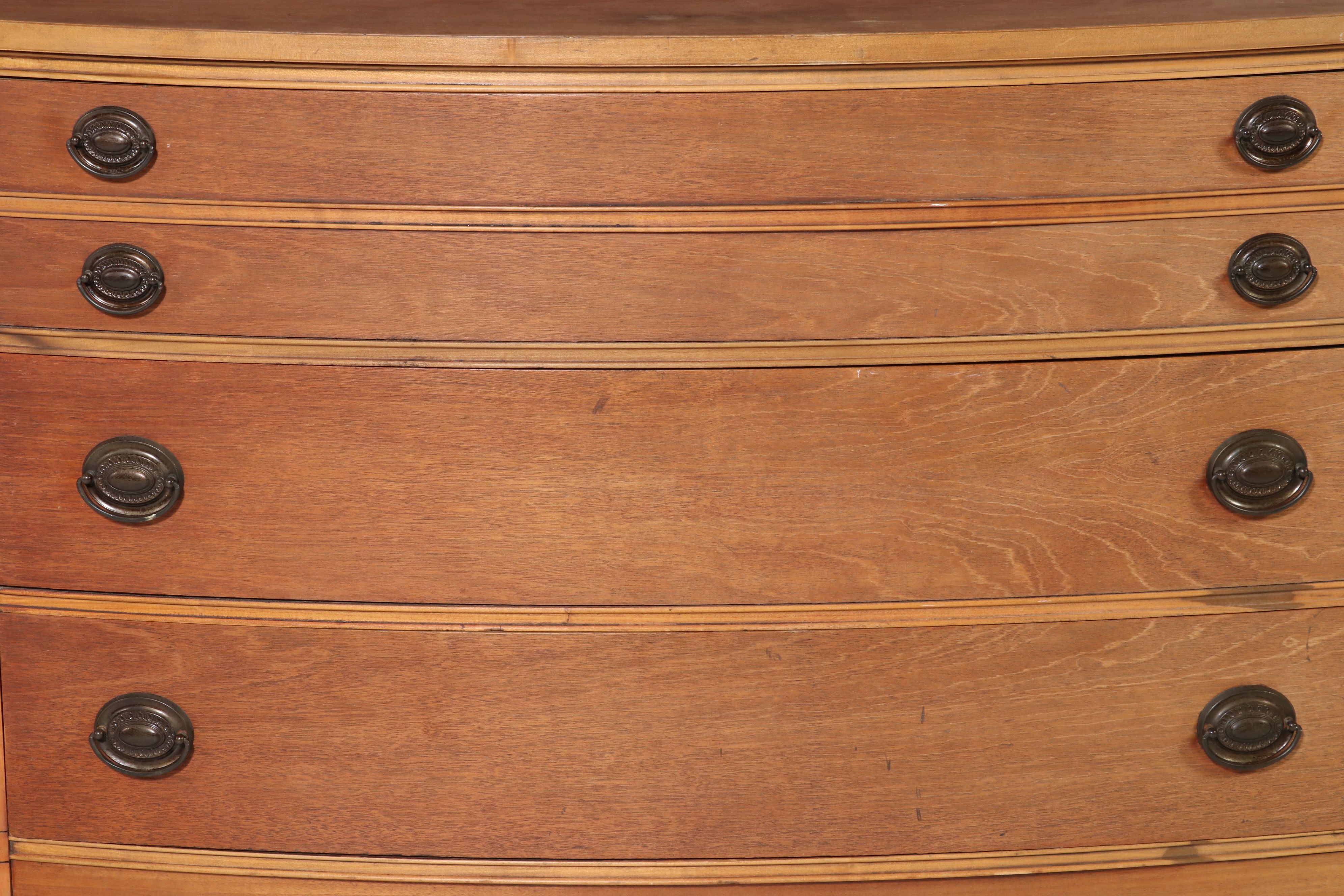 Hepplewhite Style Cherry Bowfront Chest of Drawers, 19th Century