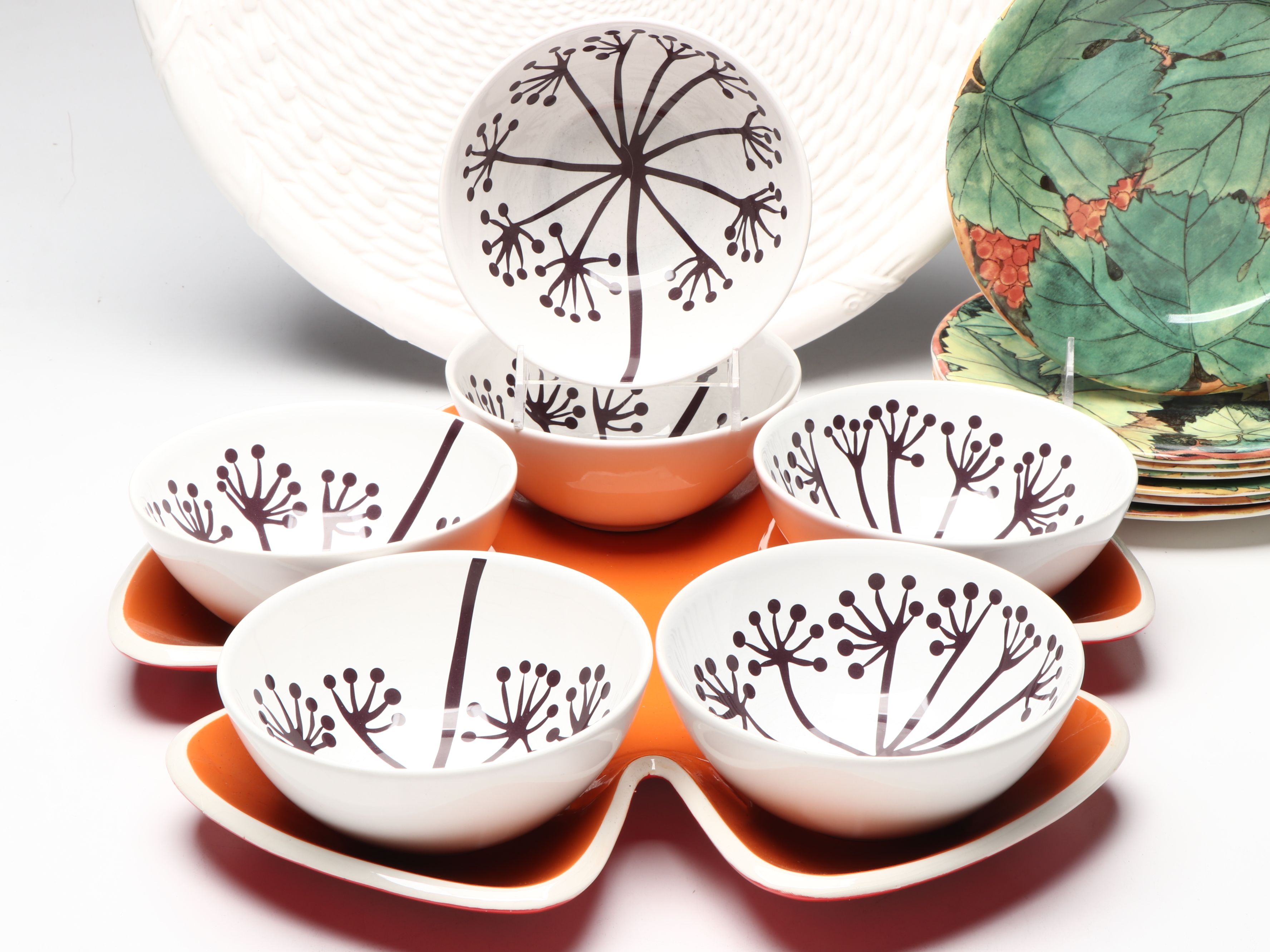 Gien "Vigne" Salad Plates with Divided Platter and More Ceramic Tableware