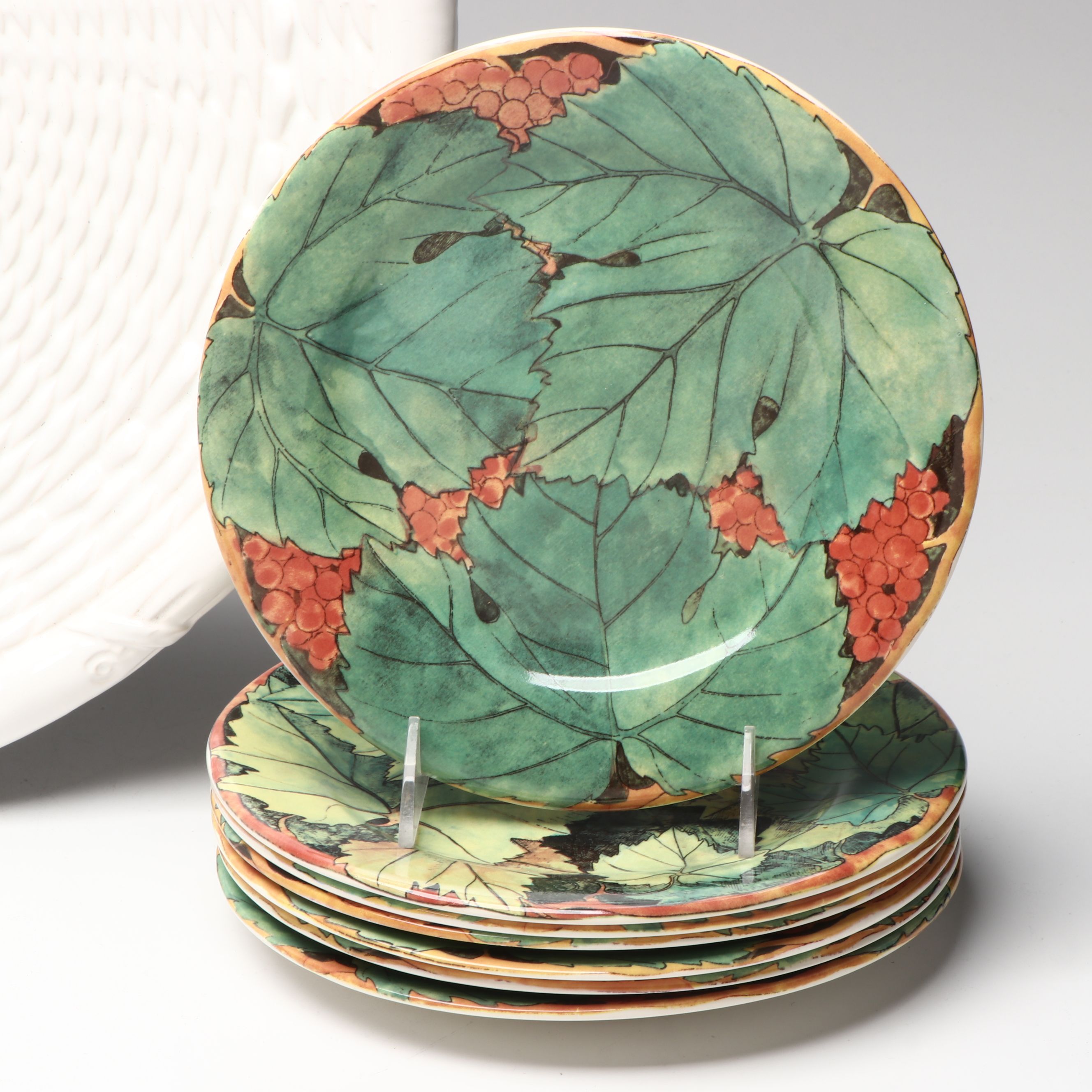 Gien "Vigne" Salad Plates with Divided Platter and More Ceramic Tableware