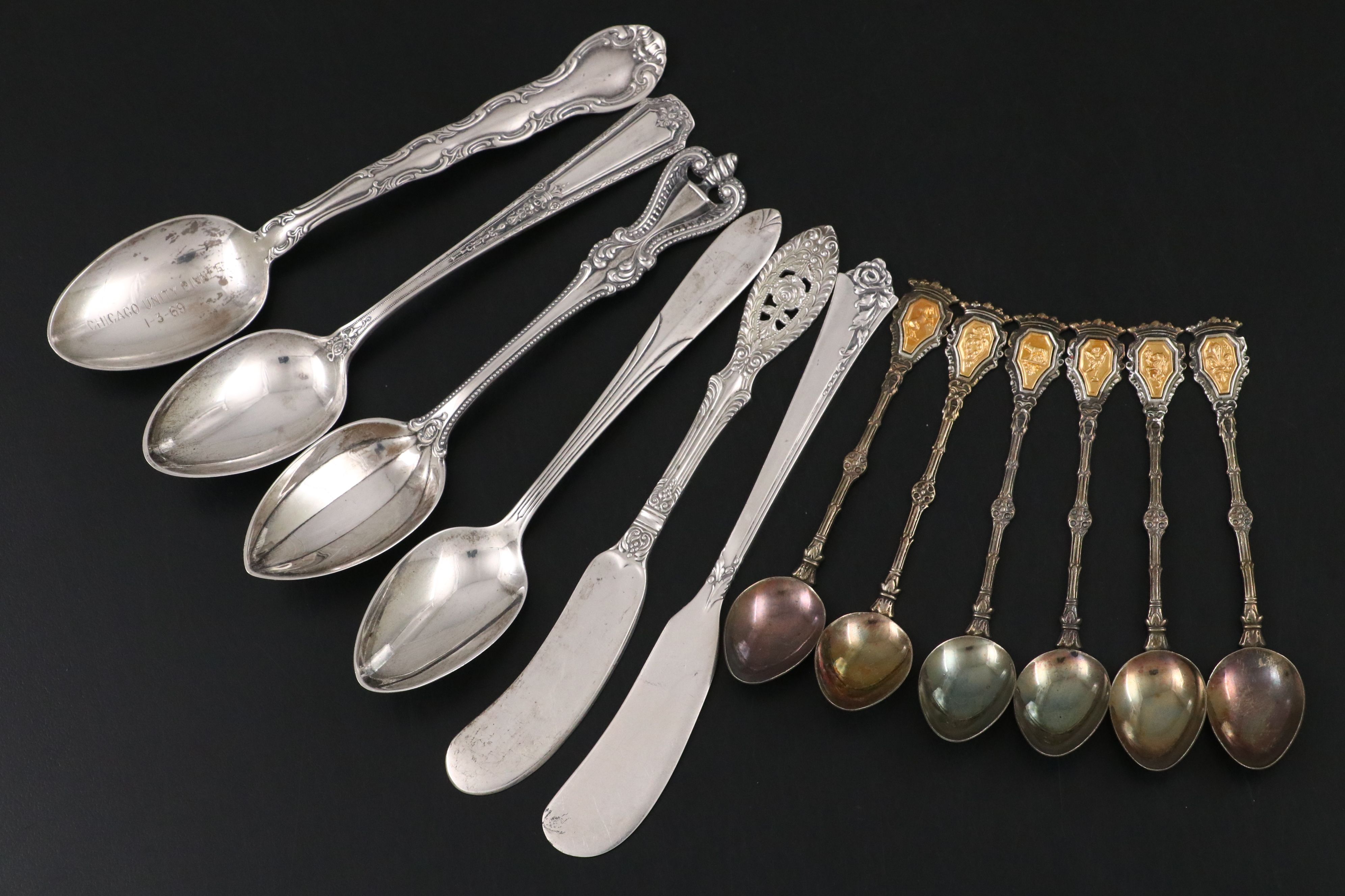 Italian Demitasse Spoons with American Sterling Silver Teaspoons and More