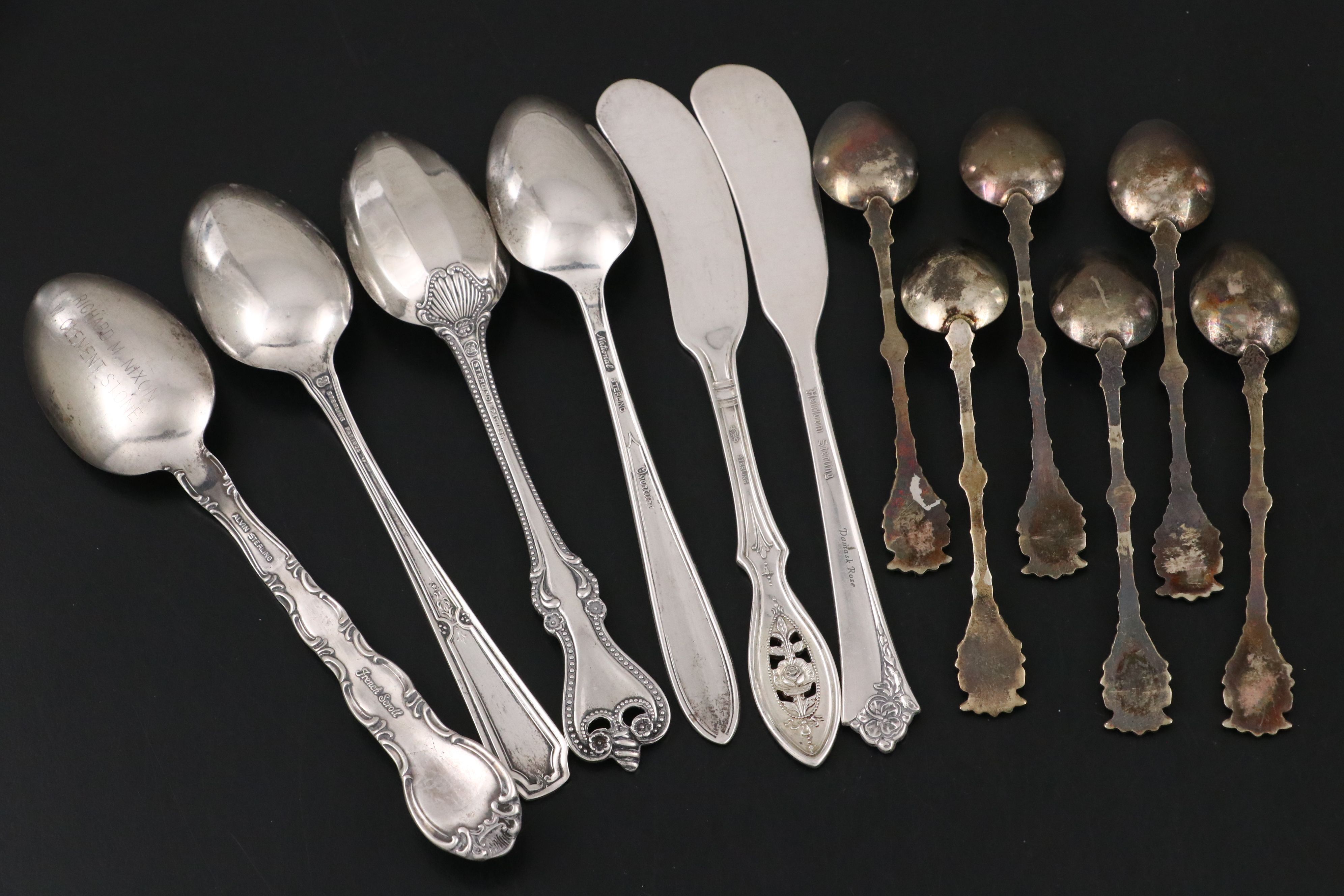 Italian Demitasse Spoons with American Sterling Silver Teaspoons and More