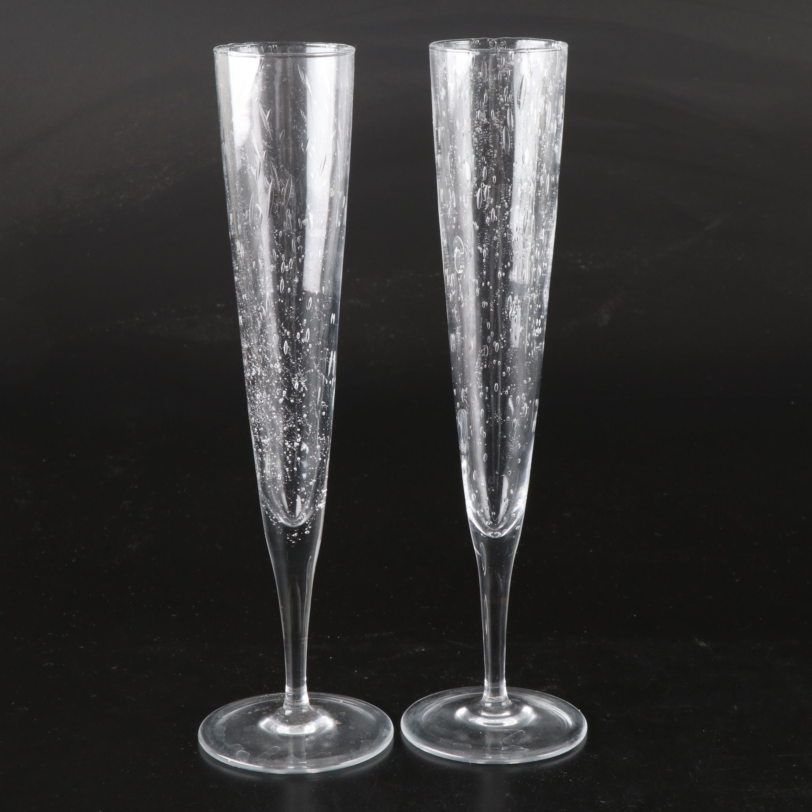 Lalique "Volnay" Crystal Decanter with Mariposa "Bellini" Glass Champagne Flutes