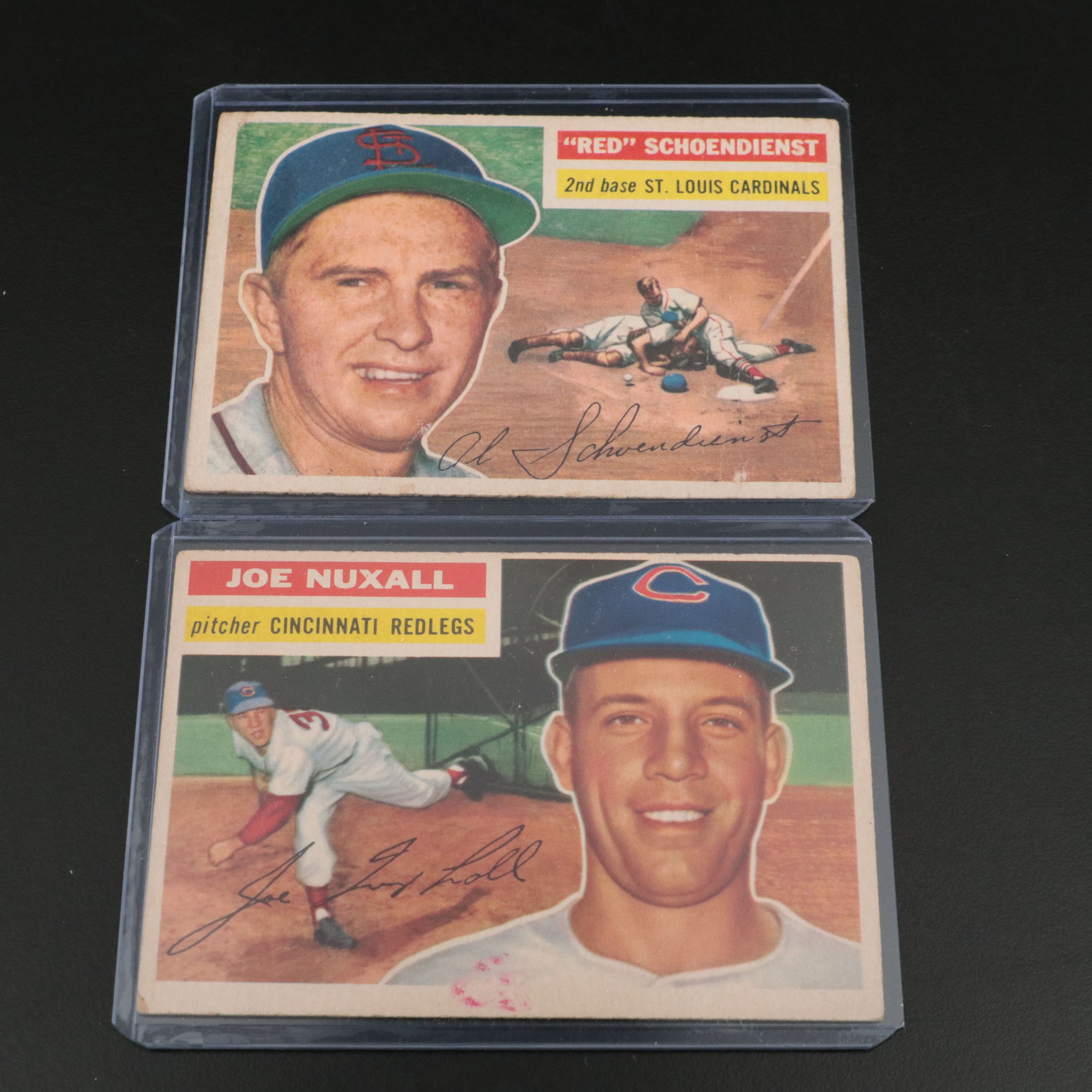1955-1956 Topps Baseball cards Featuring Joe Nuxhall and Red Schoendienst