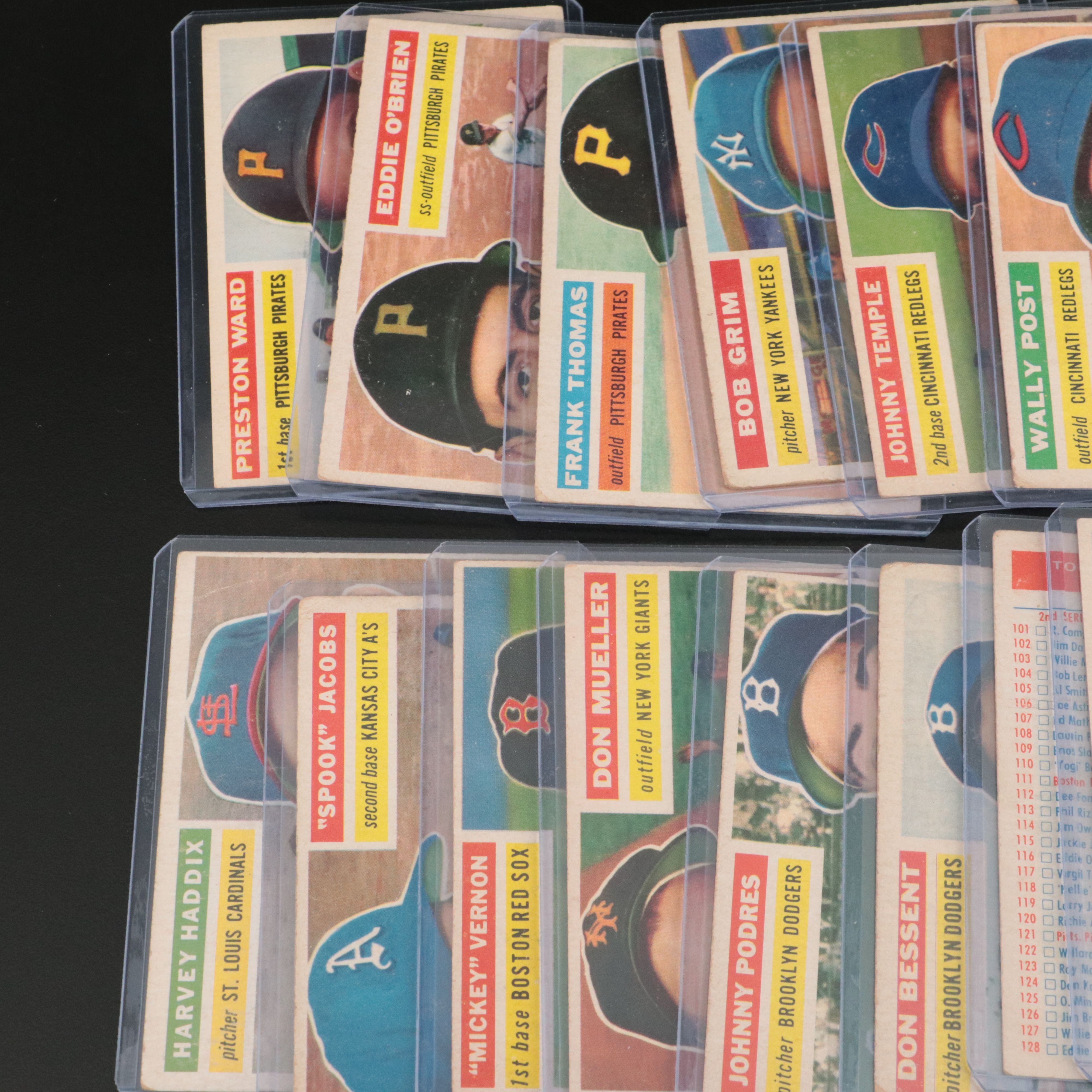 1955-1956 Topps Baseball cards Featuring Joe Nuxhall and Red Schoendienst