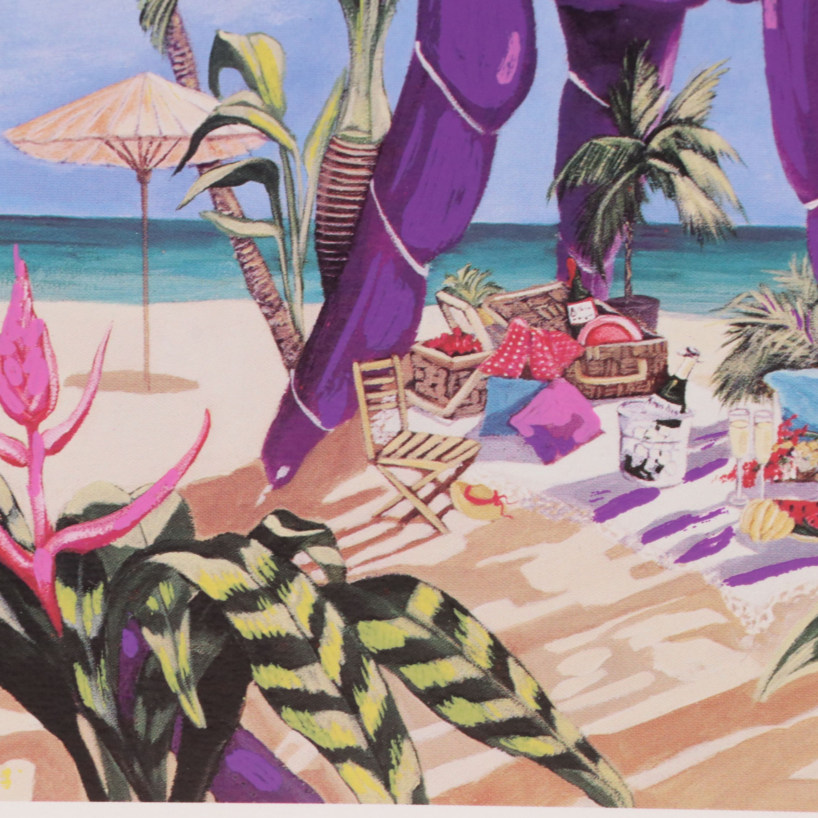 Jean-Claude Picot Seriolithograph "La Plage de la Saline," More