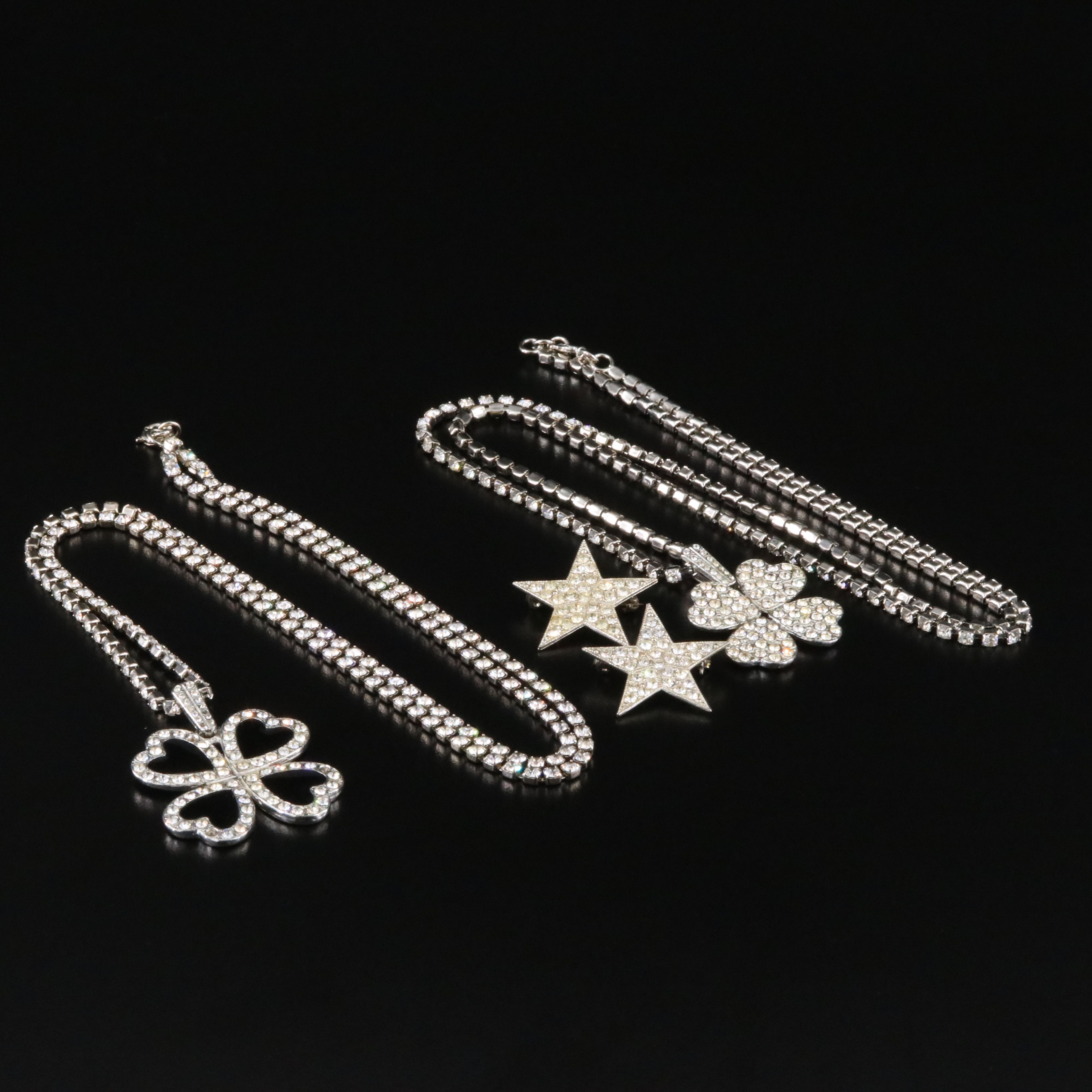 Yves St Laurent Rhinestone Necklaces and Star Brooches