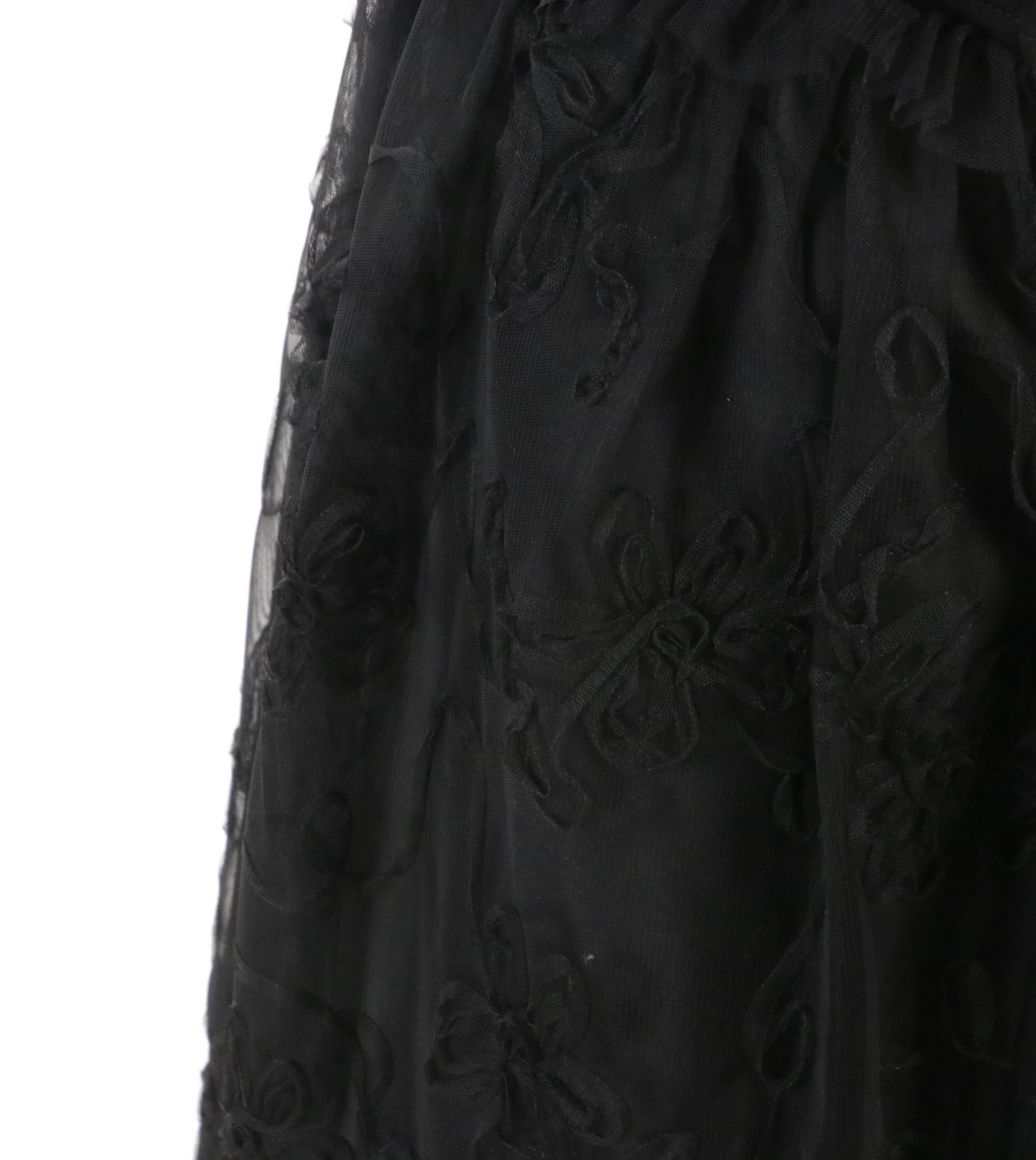 Tadashi Black Ruffled and Ribbonwork Sleeveless Evening Dress