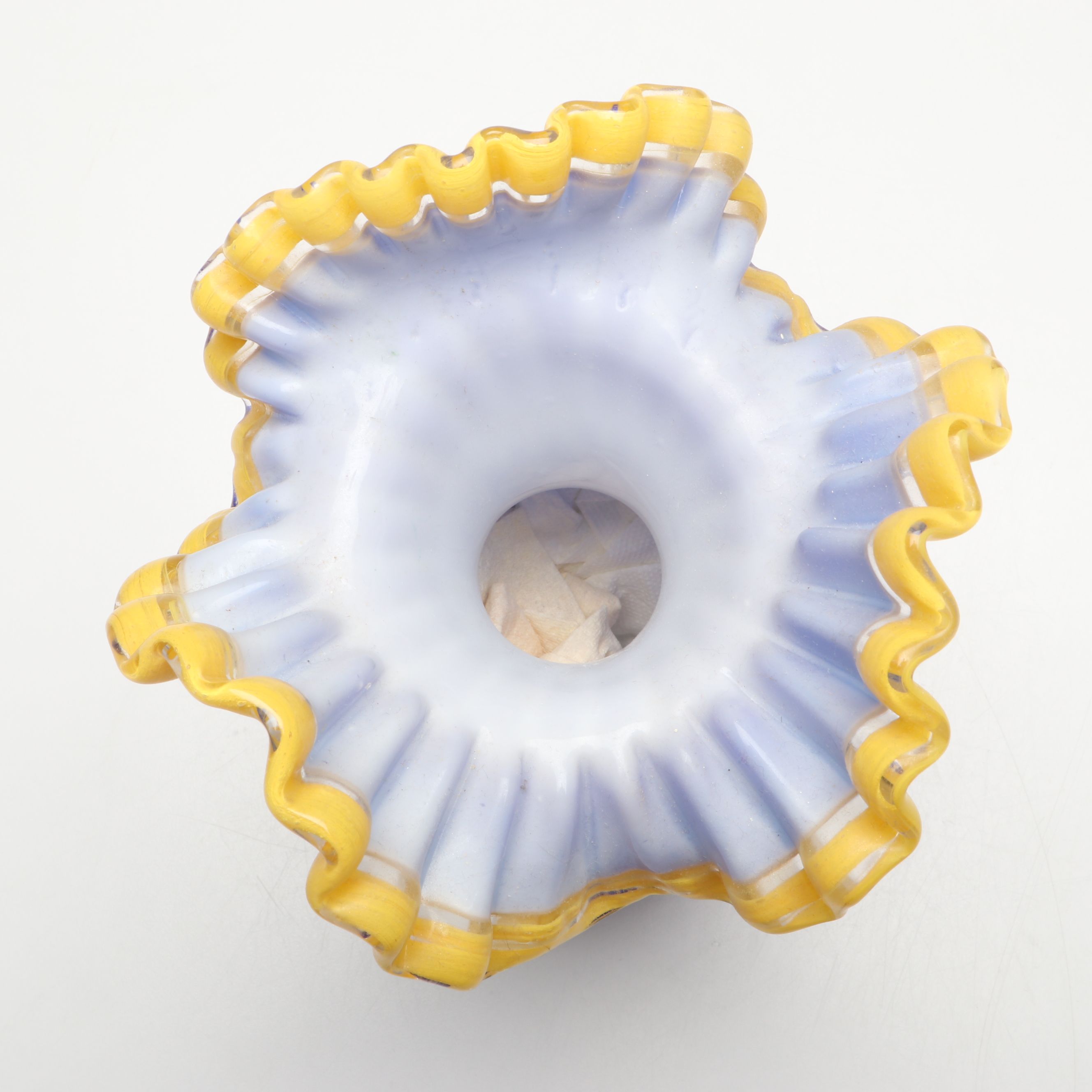 Fenton Blue Ruffled Rim Vase