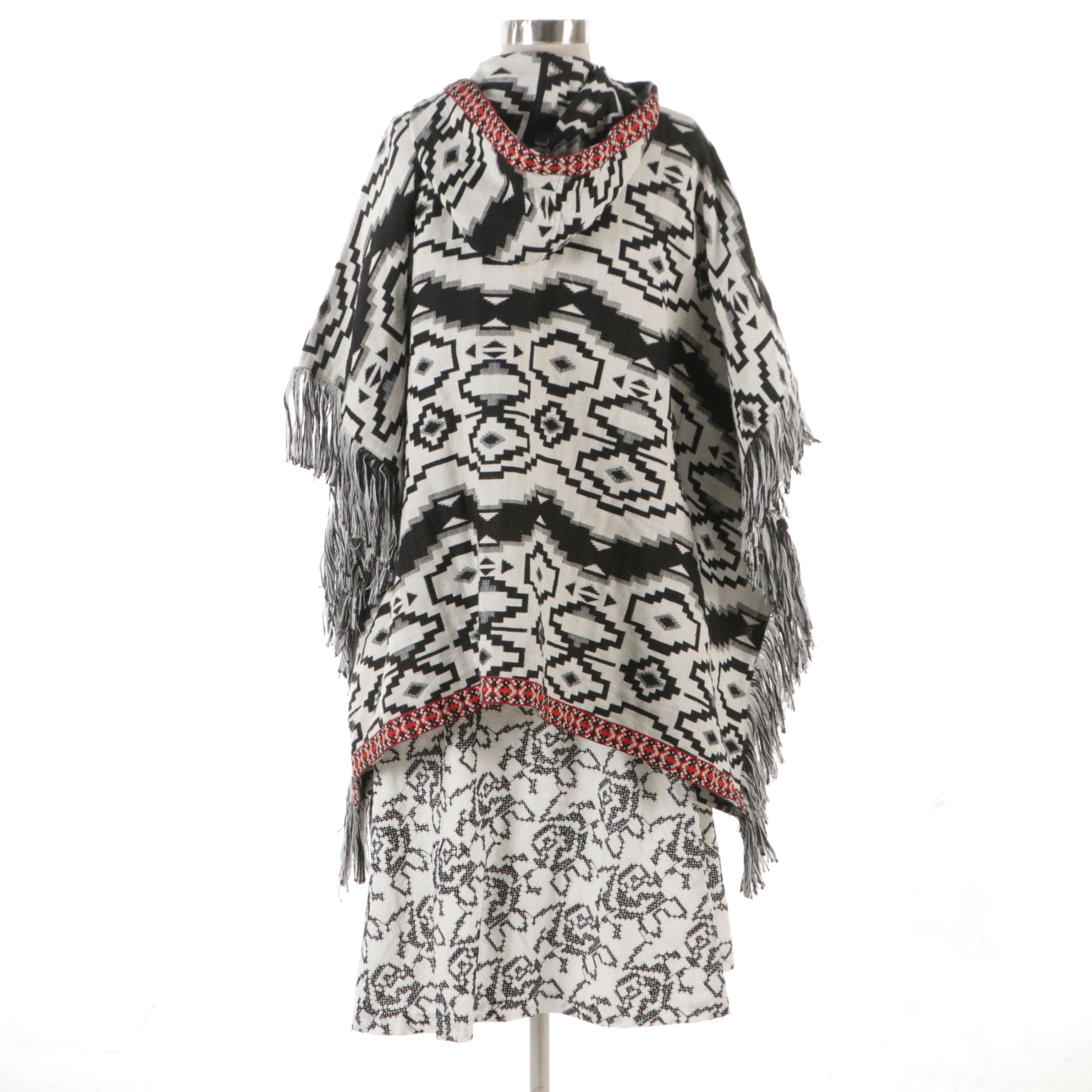 Michael Kors Flared Skirt, America & Beyond Hooded Ruana Wrap & Other Scarf